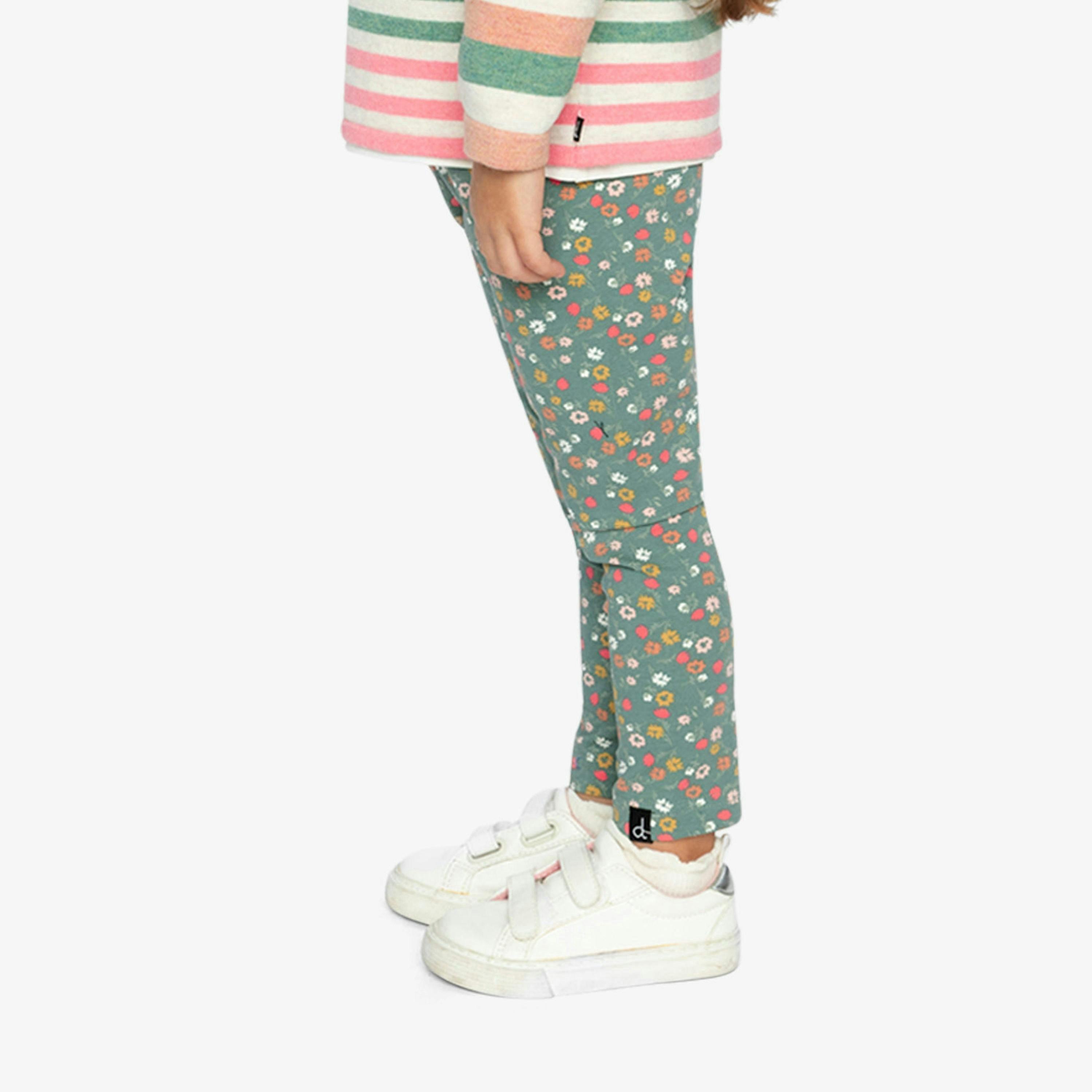 Organic Cotton Leggings Green Floral Print , view 4 of 6