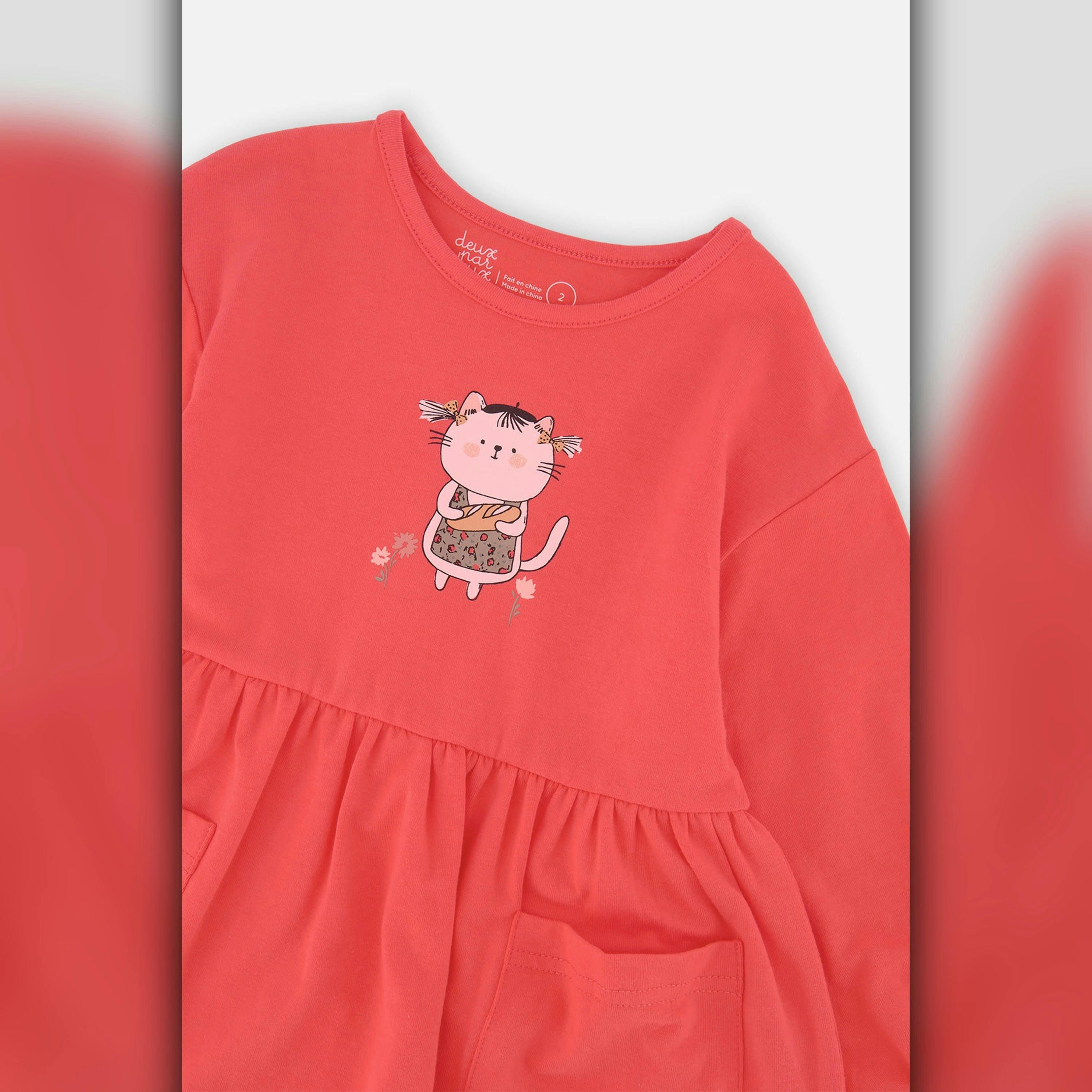 Baby Organic Cotton Tunic Coral Pink , view 2 of 2