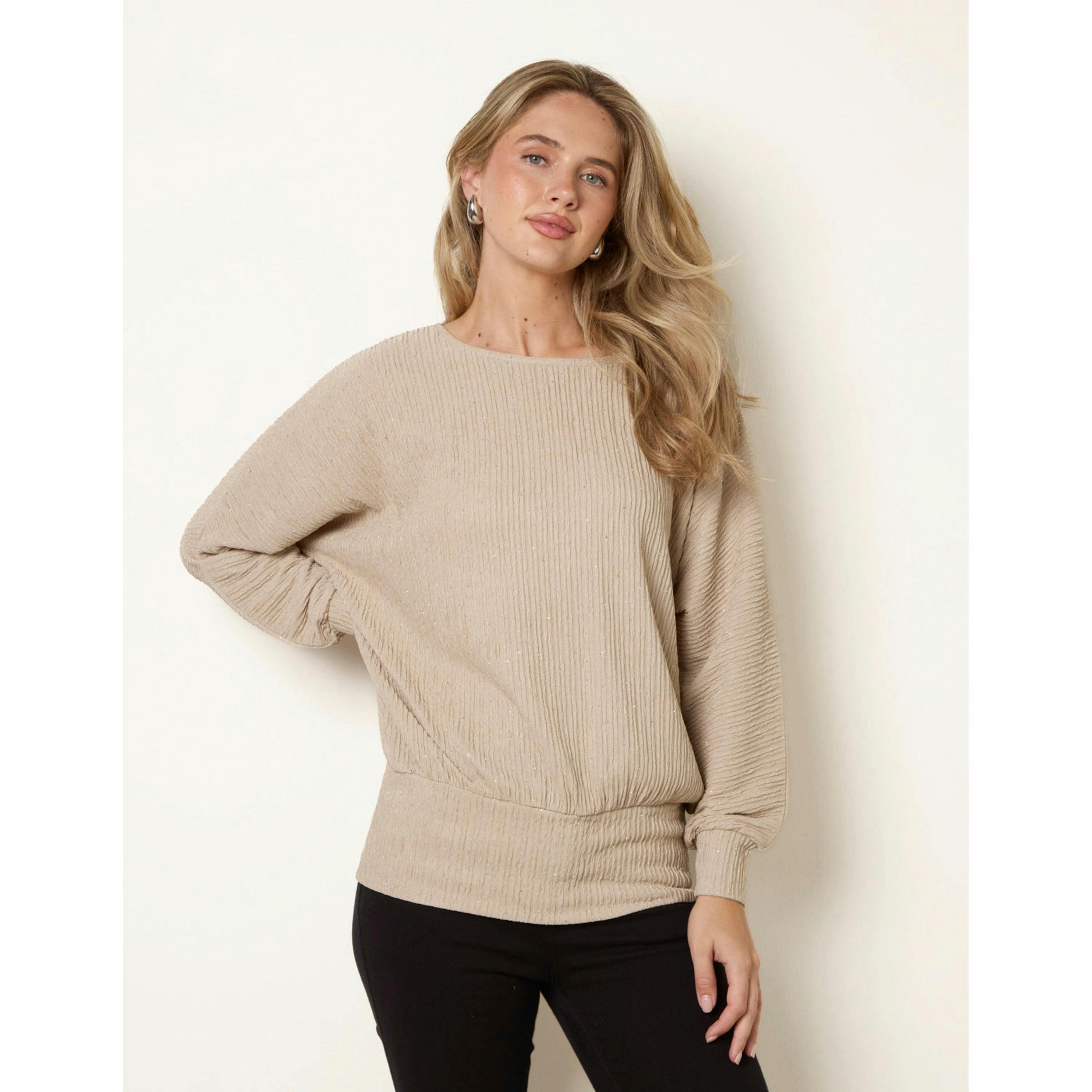 Blue Vanilla Rhinestone Batwing Top  in Stone , view 1 of 4