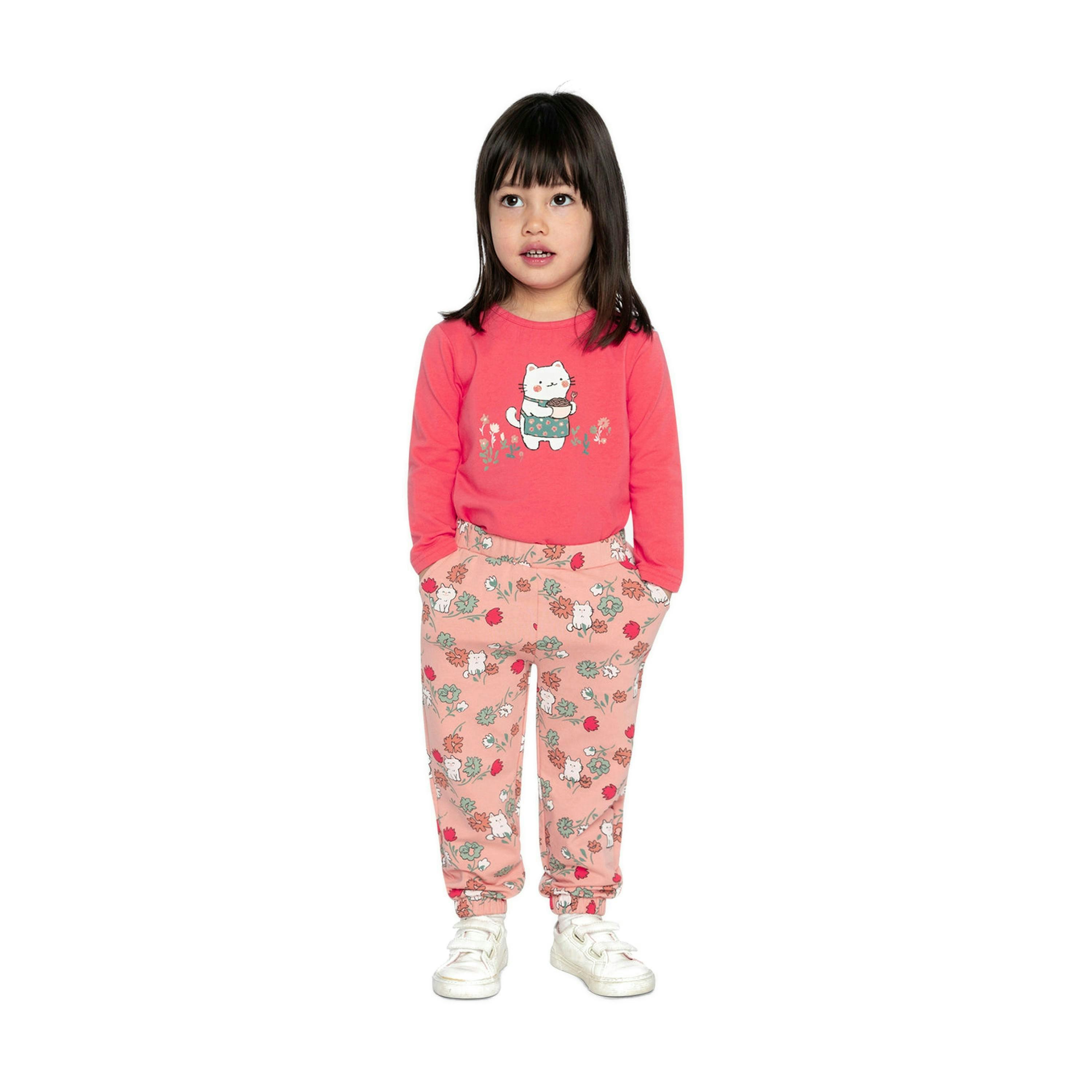 Organic Cotton Long Sleeve T-Shirt Coral Pink , view 2 of 4