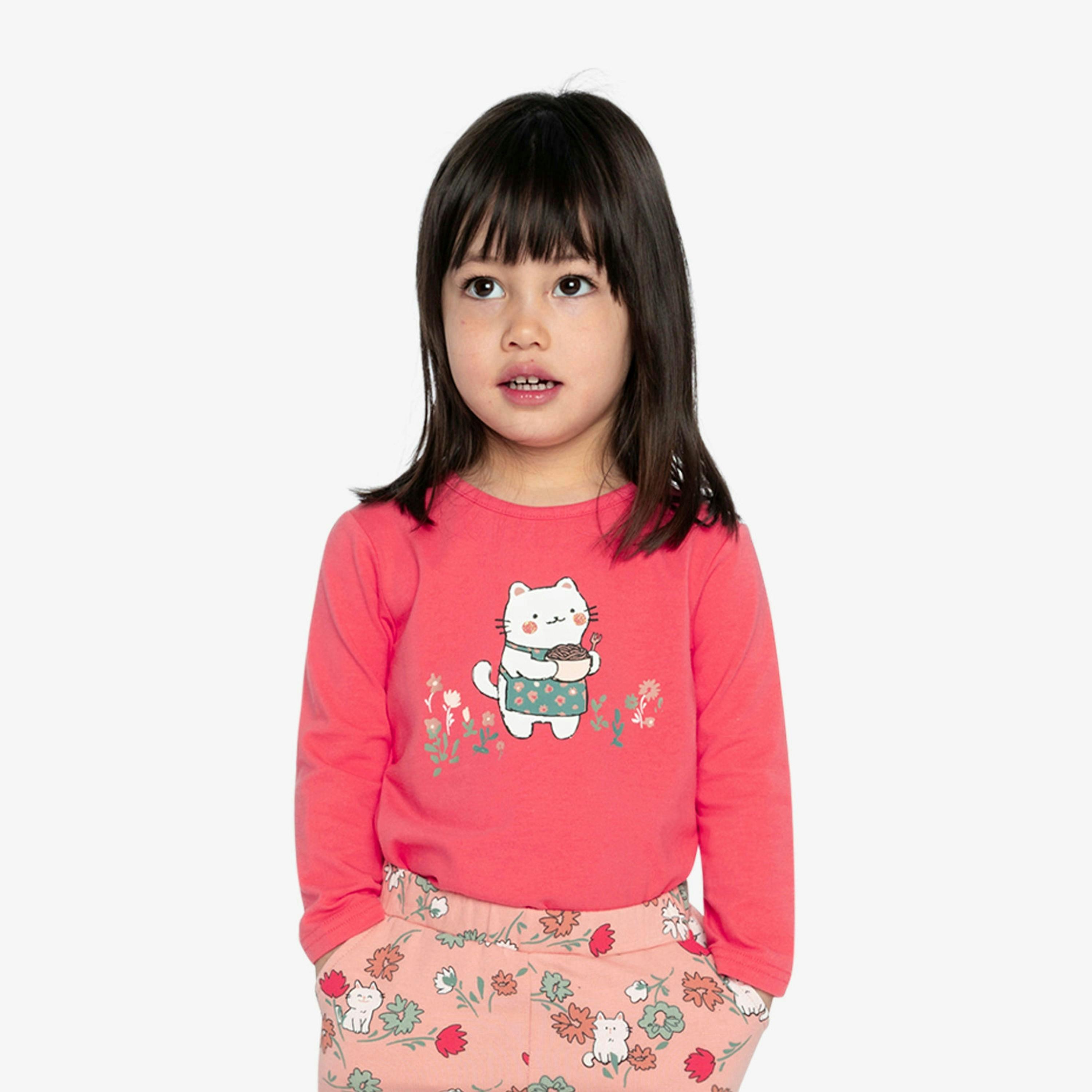 Organic Cotton Long Sleeve T-Shirt Coral Pink , view 3 of 4