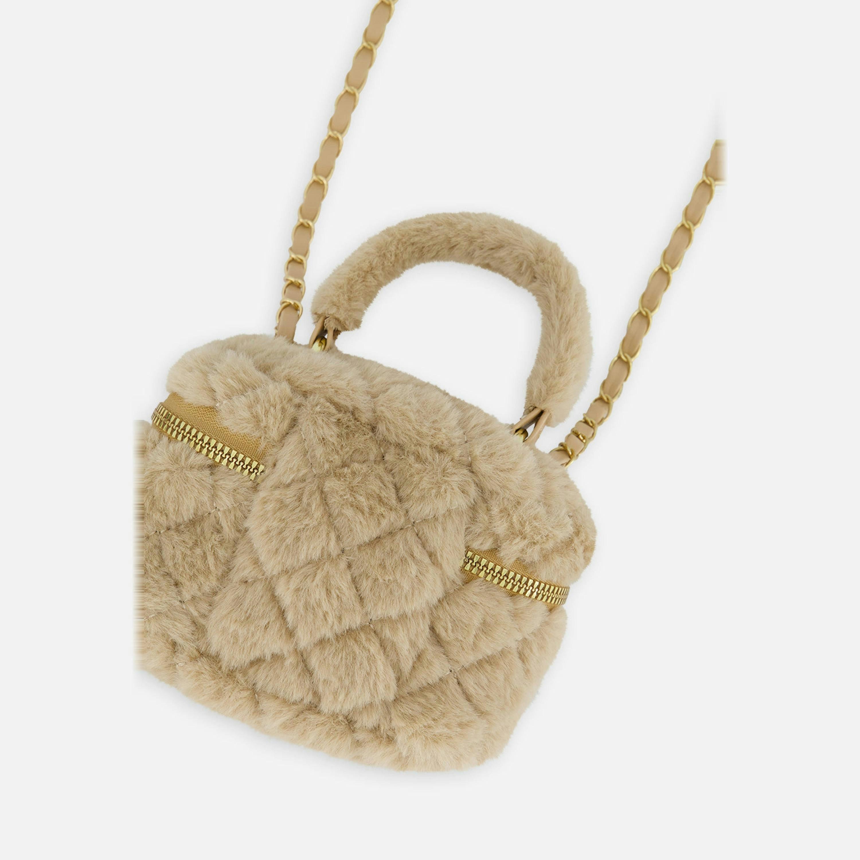 Faux Fur Small Bag Beige , view 3 of 4