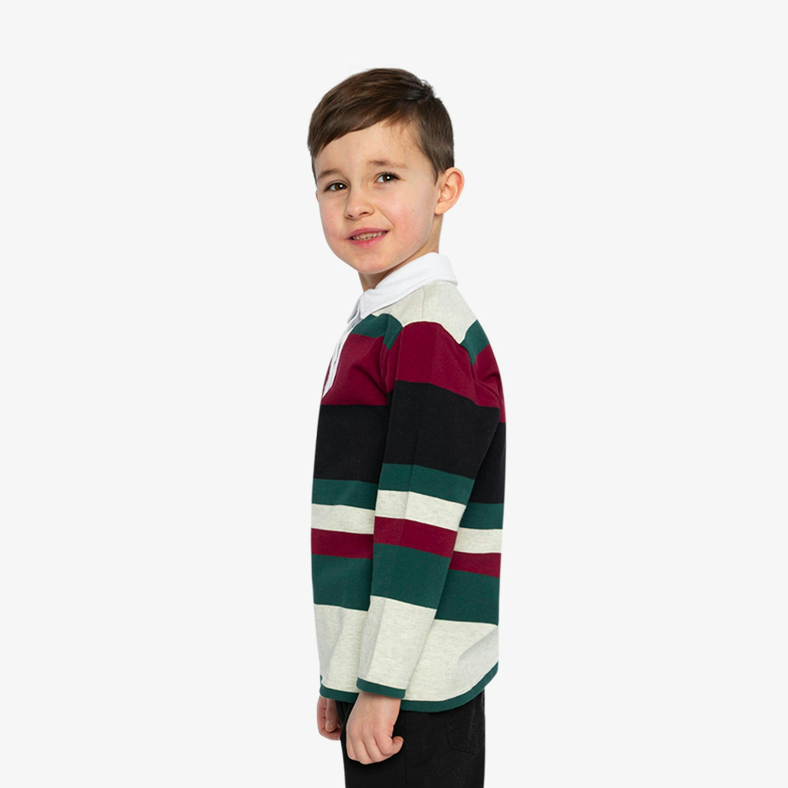 Polo Top Blue Striped Red, Green And Grey , view 3 of 6