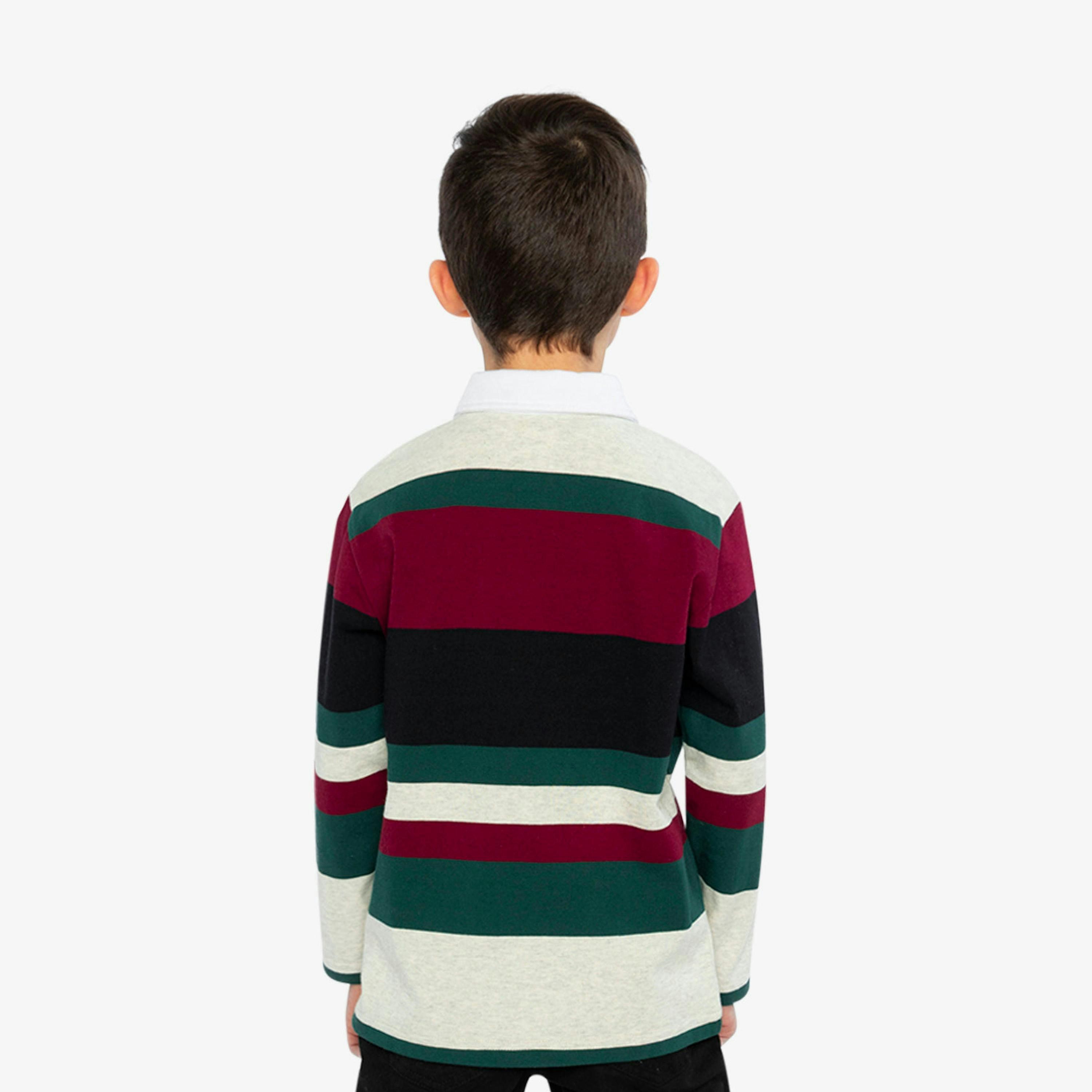 Polo Top Blue Striped Red, Green And Grey , view 4 of 6