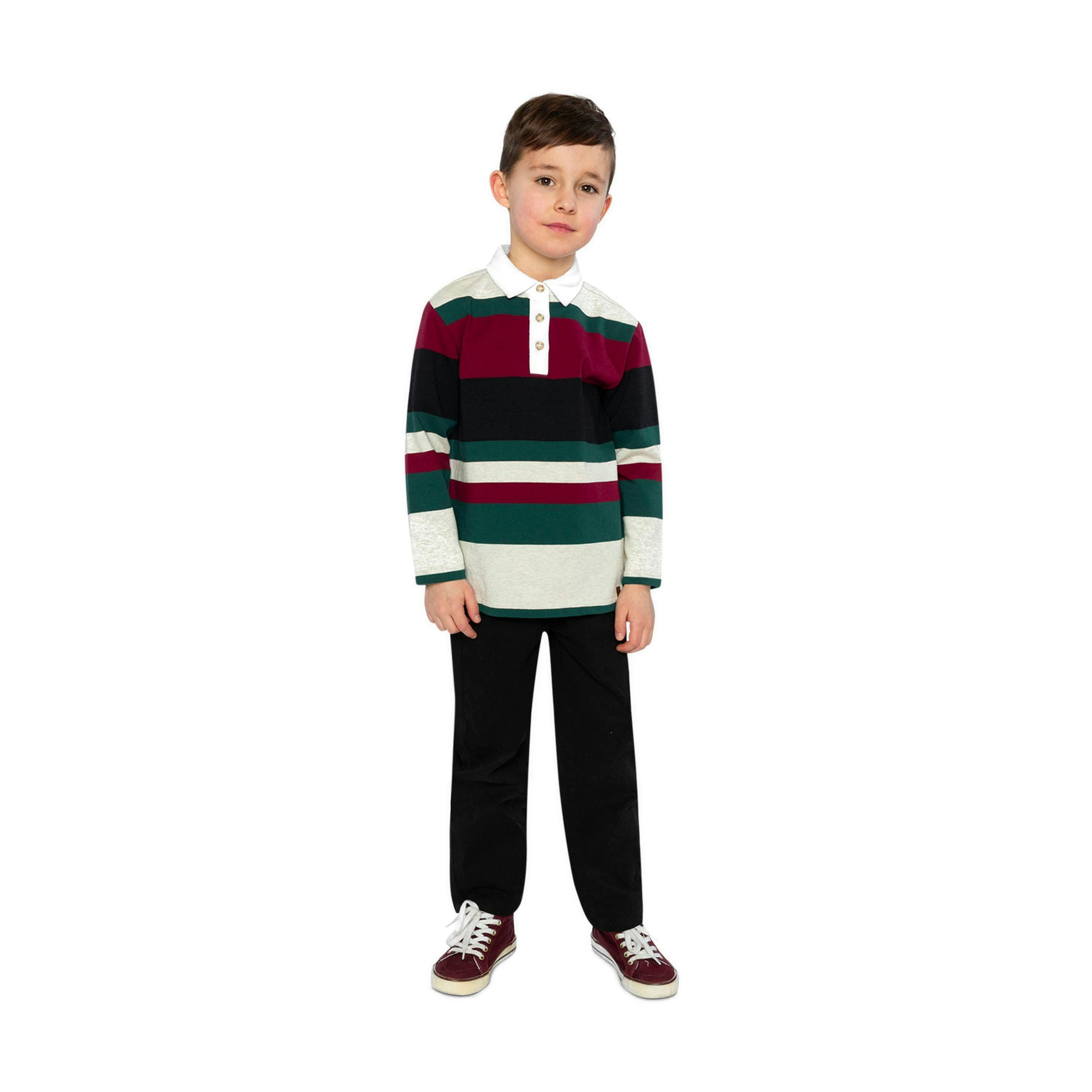 Polo Top Blue Striped Red, Green And Grey , view 5 of 6