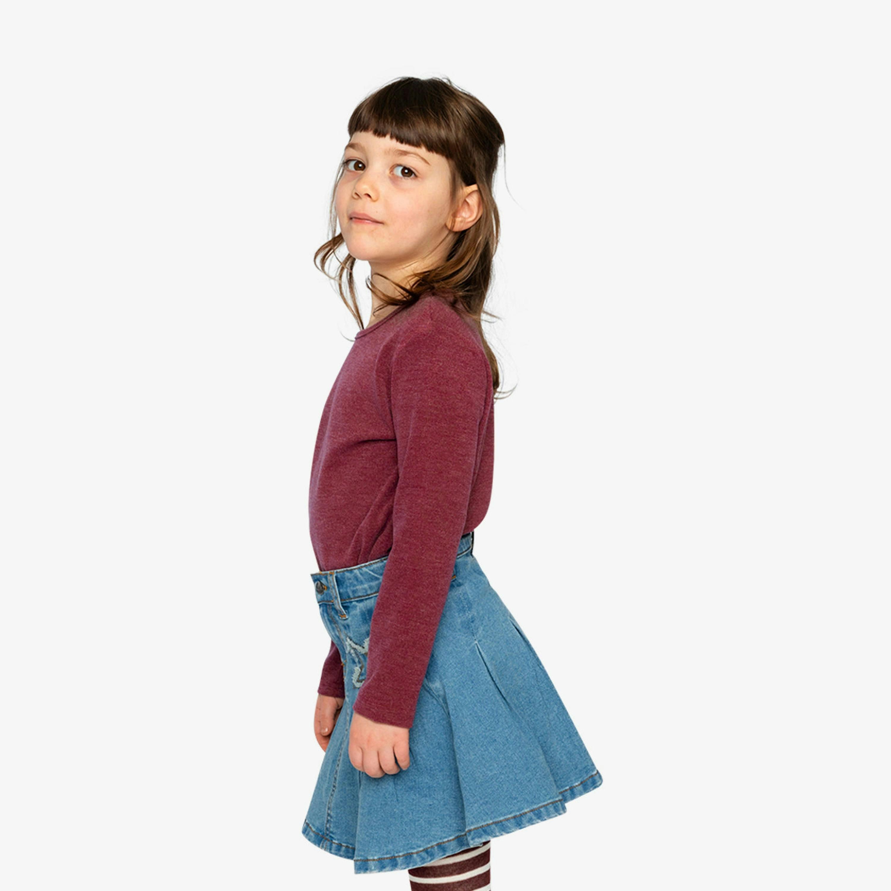 Brushed Rib Crew Neck Top Reddish-Brown , view 3 of 6