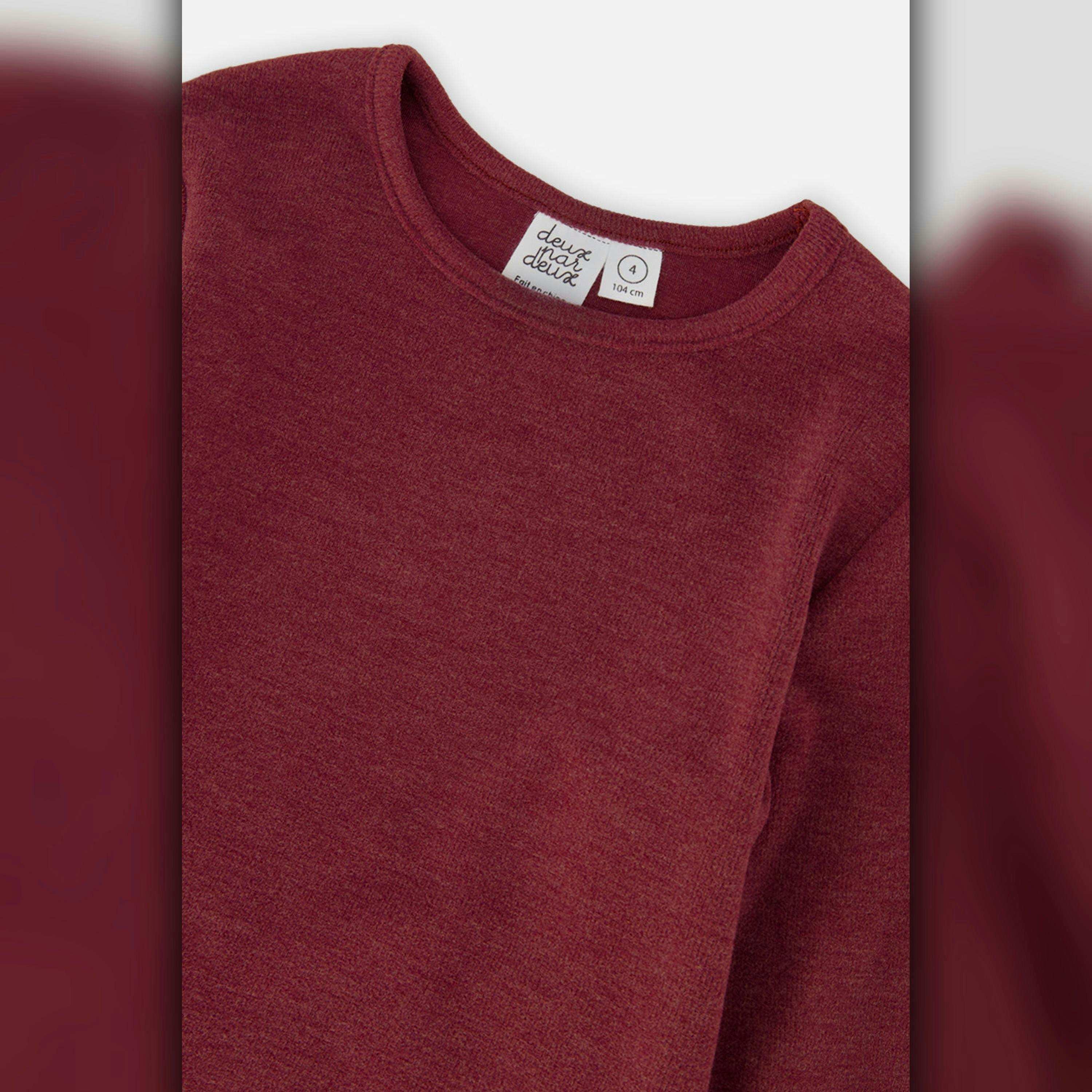 Brushed Rib Crew Neck Top Reddish-Brown , view 6 of 6