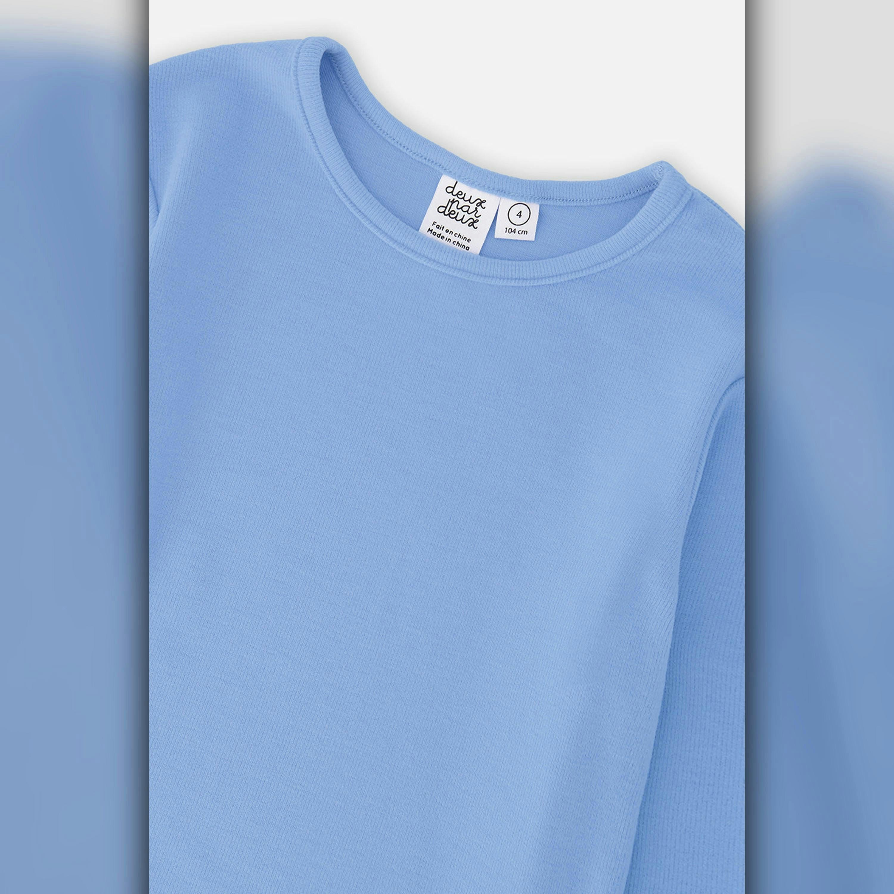 Brushed Rib Crew Neck Top Pale Blue , view 6 of 6