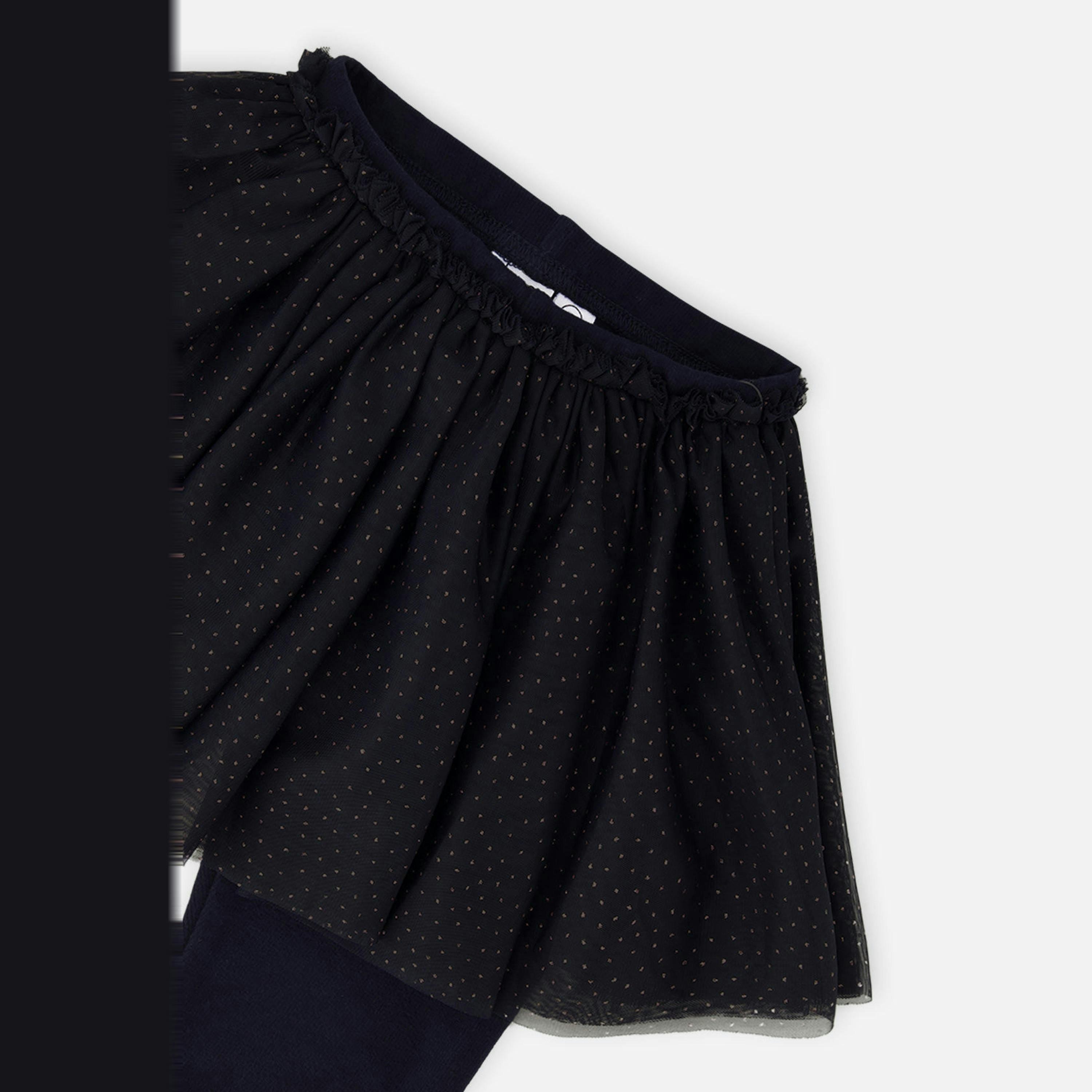 Baby Leggings with Integrated Tulle Skirt Dark Blue , view 2 of 2