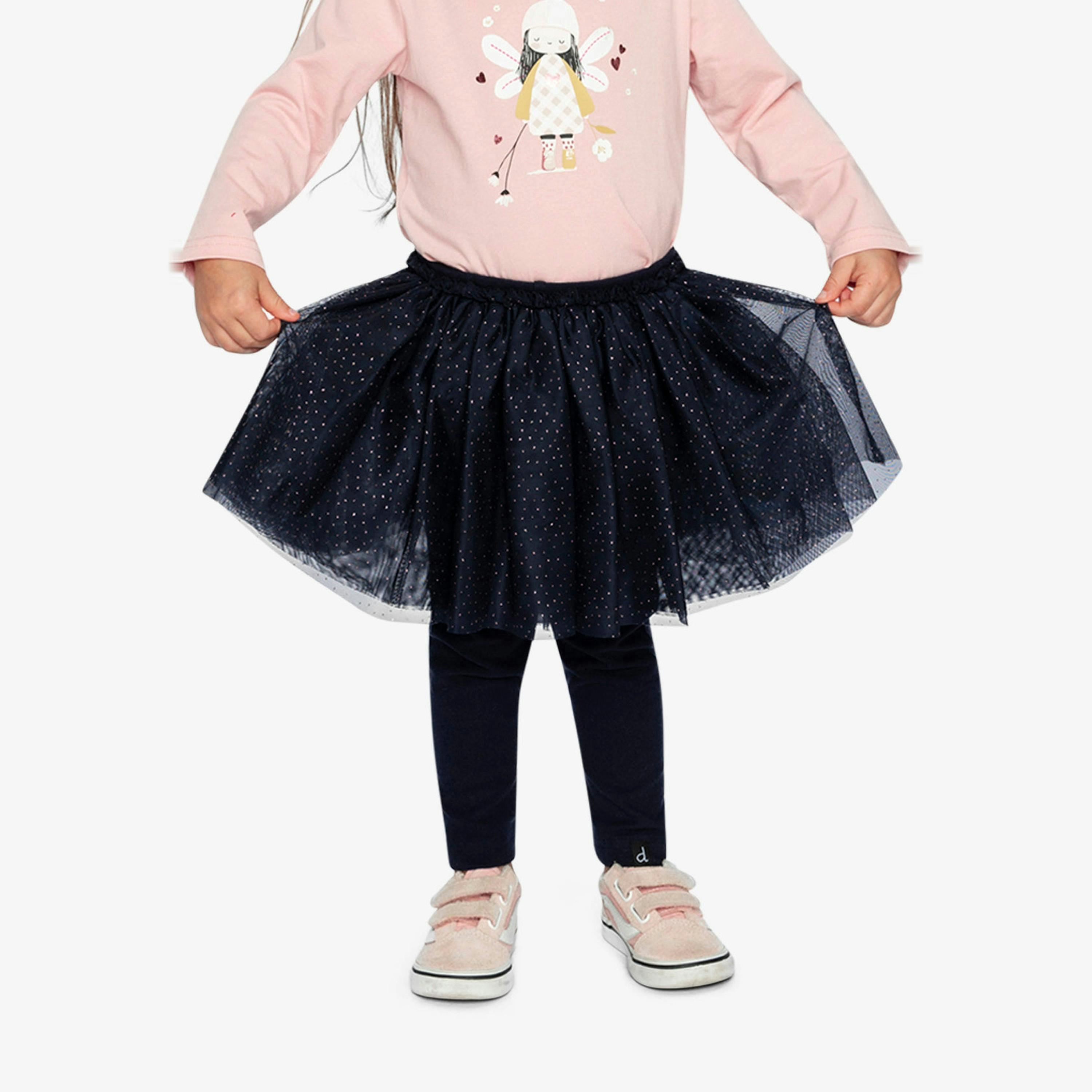 Leggings With Integrated Tulle Skirt Dark Blue , view 2 of 6