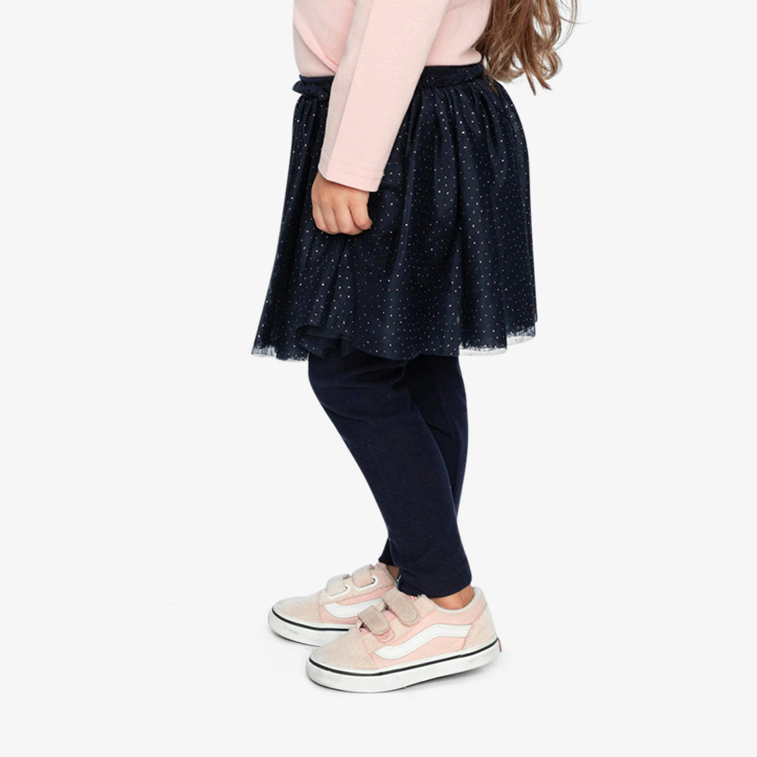 Leggings With Integrated Tulle Skirt Dark Blue , view 3 of 6