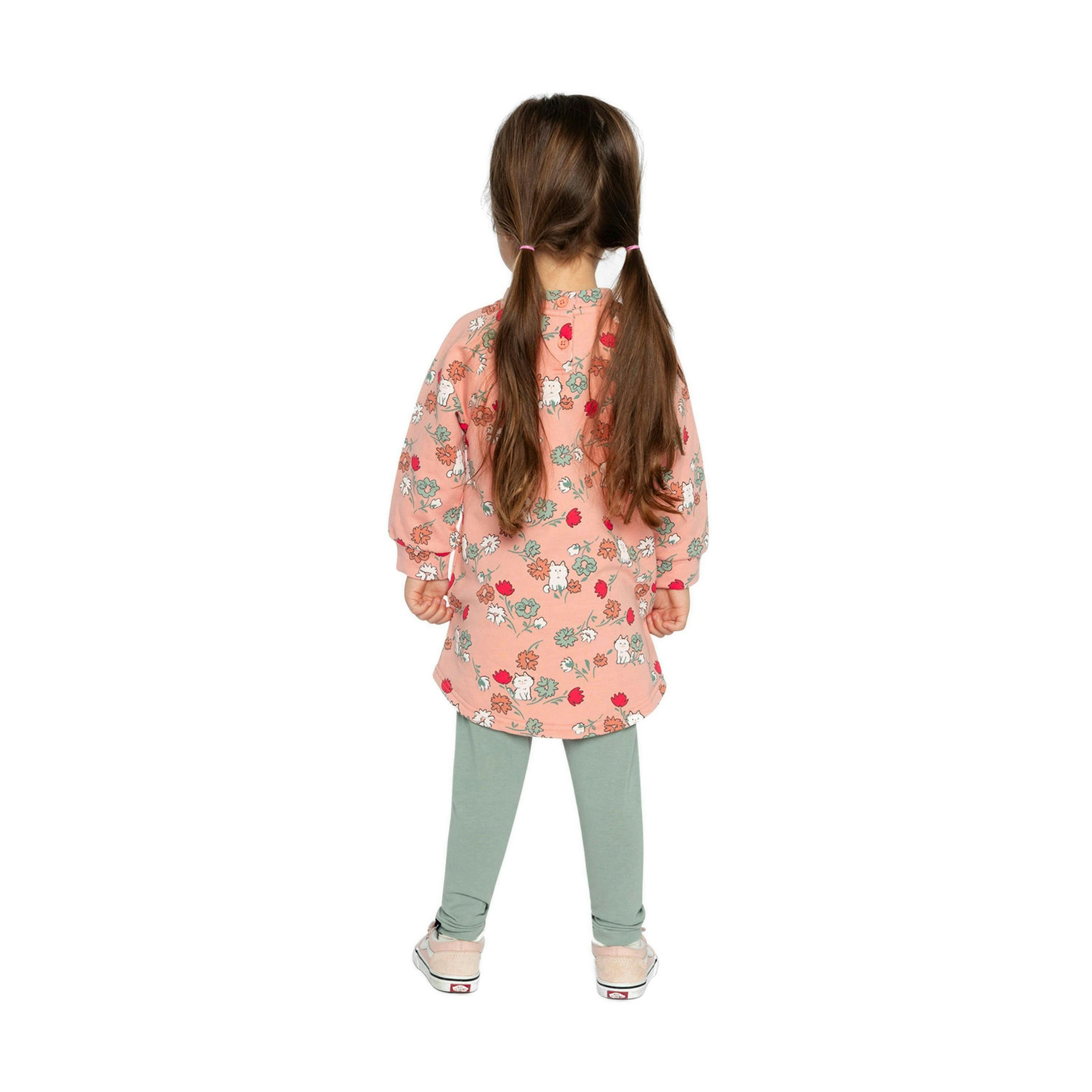 French Terry Dress Pink Cat Print , view 5 of 5