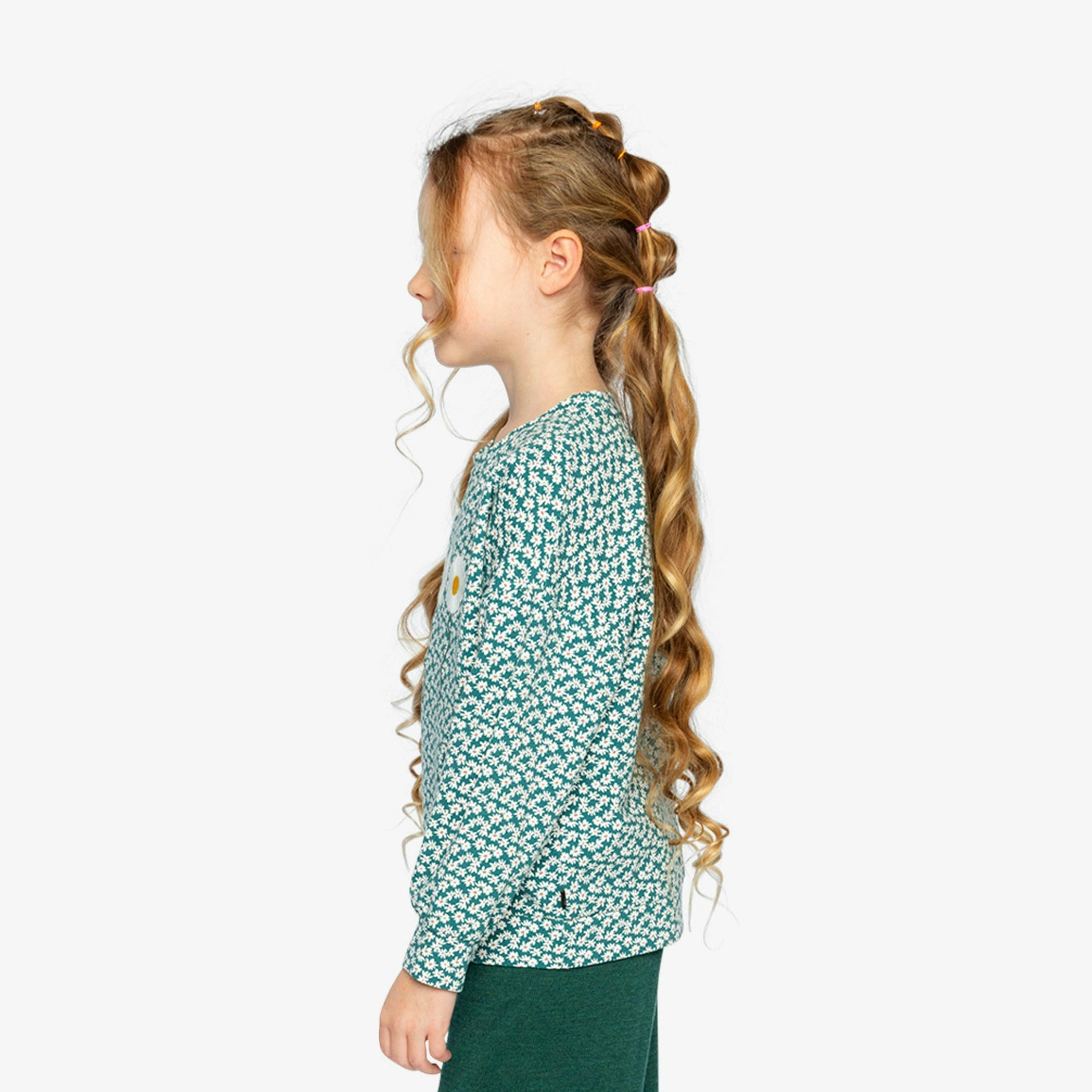 Printed Jersey Long Sleeve T-Shirt Green Floral Print , view 3 of 5
