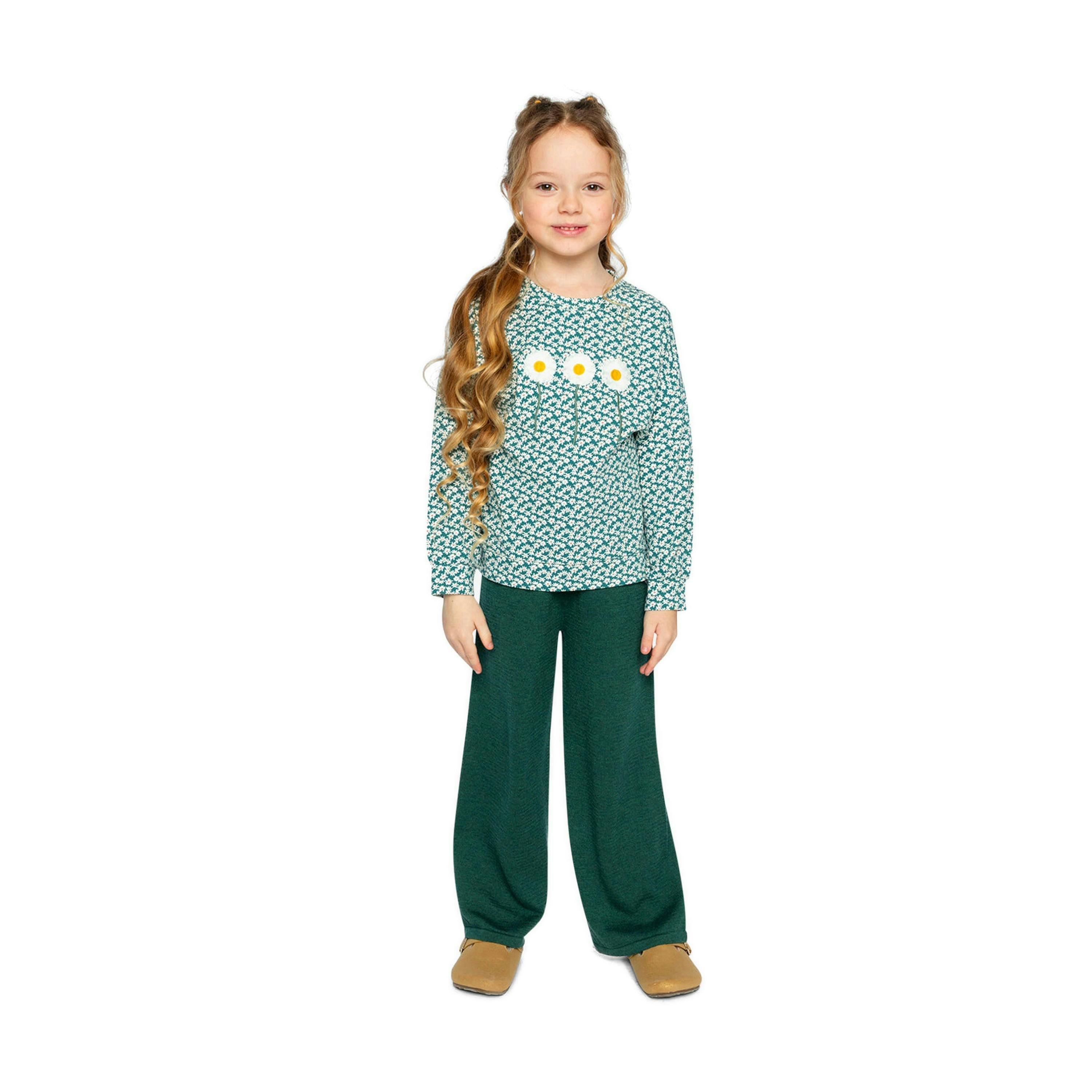 Printed Jersey Long Sleeve T-Shirt Green Floral Print , view 4 of 5