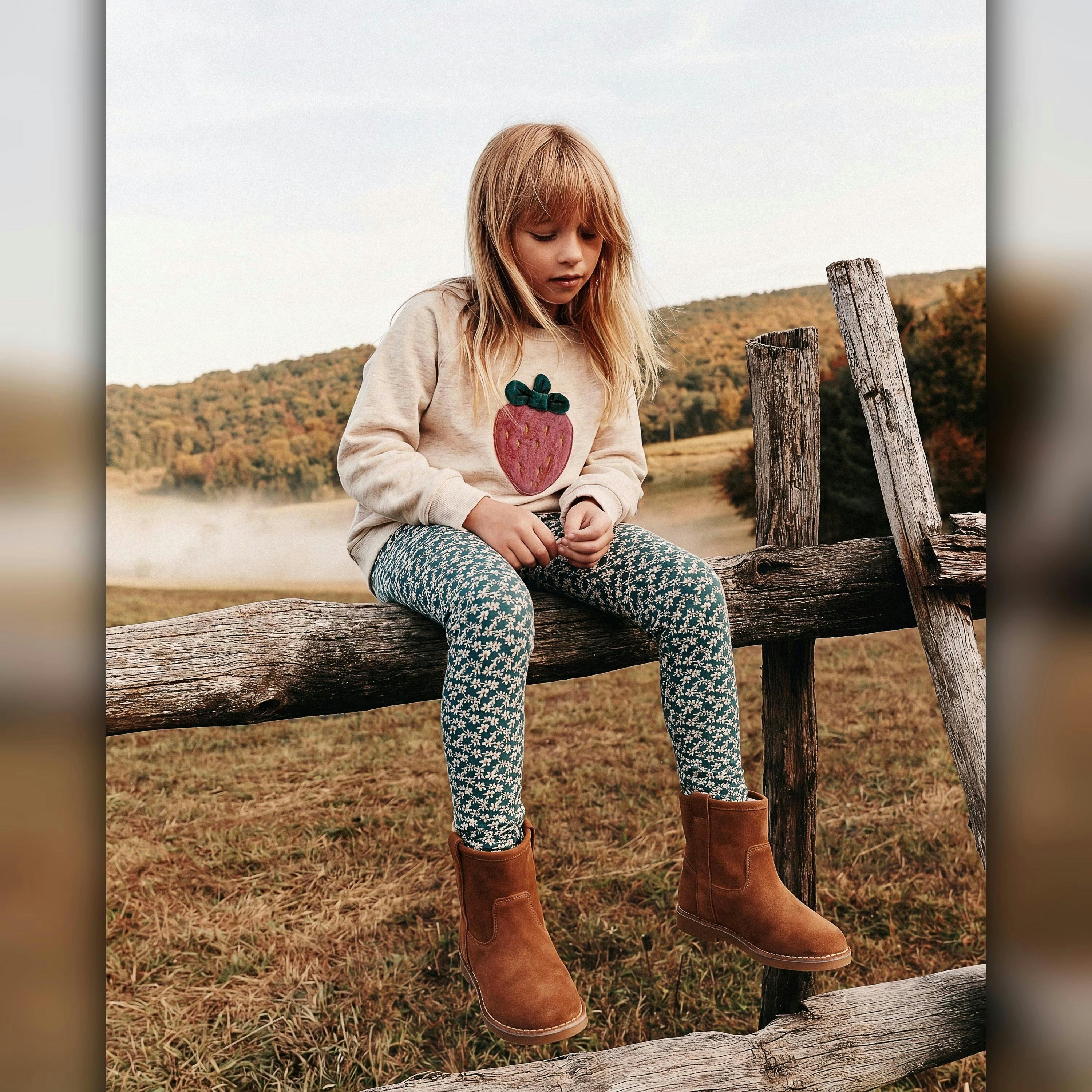 Organic Cotton Leggings Green Daisy Print , view 6 of 6