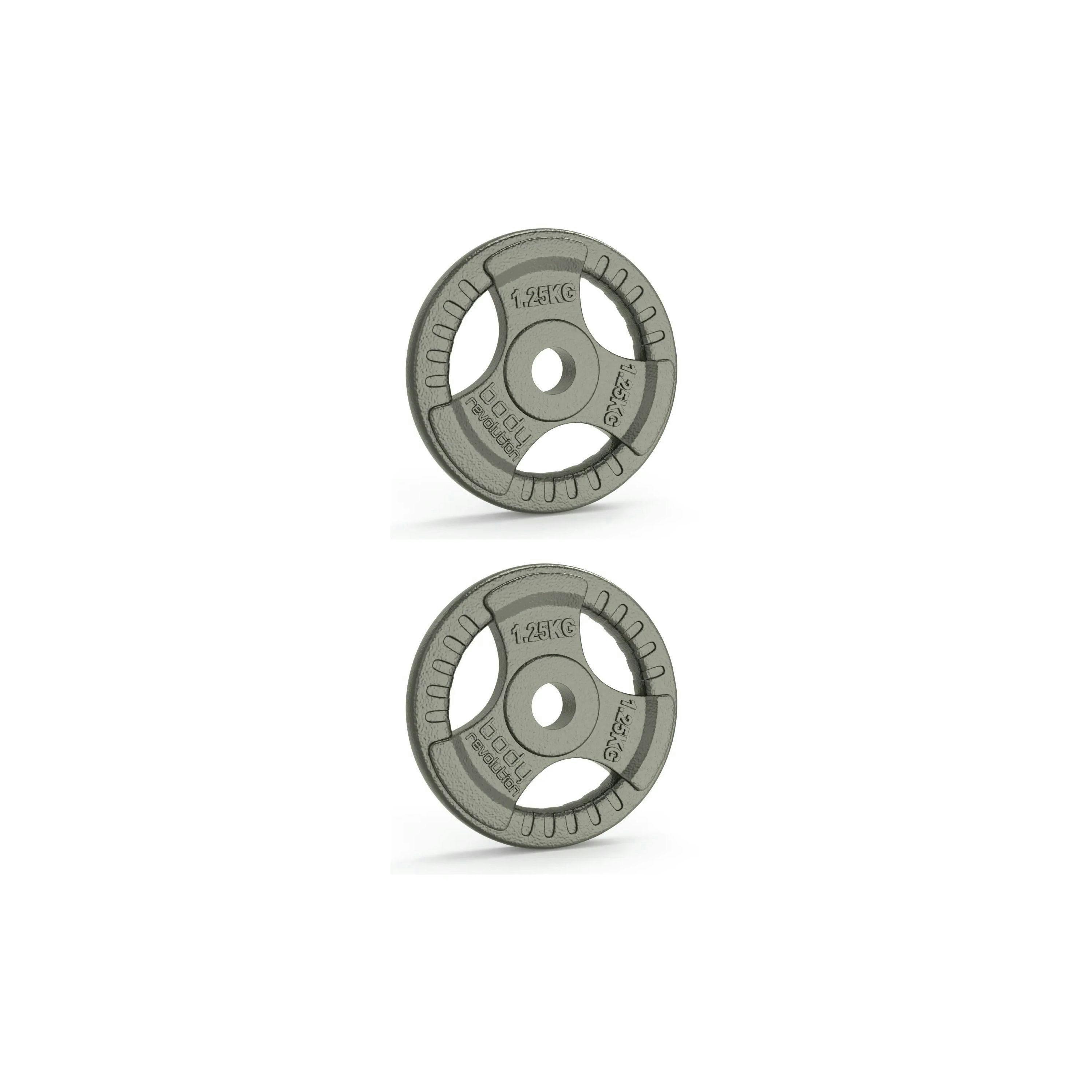 2x 1.25kg Cast Iron Weight Plates - 1" Standard Tri Grip , view 1 of 4