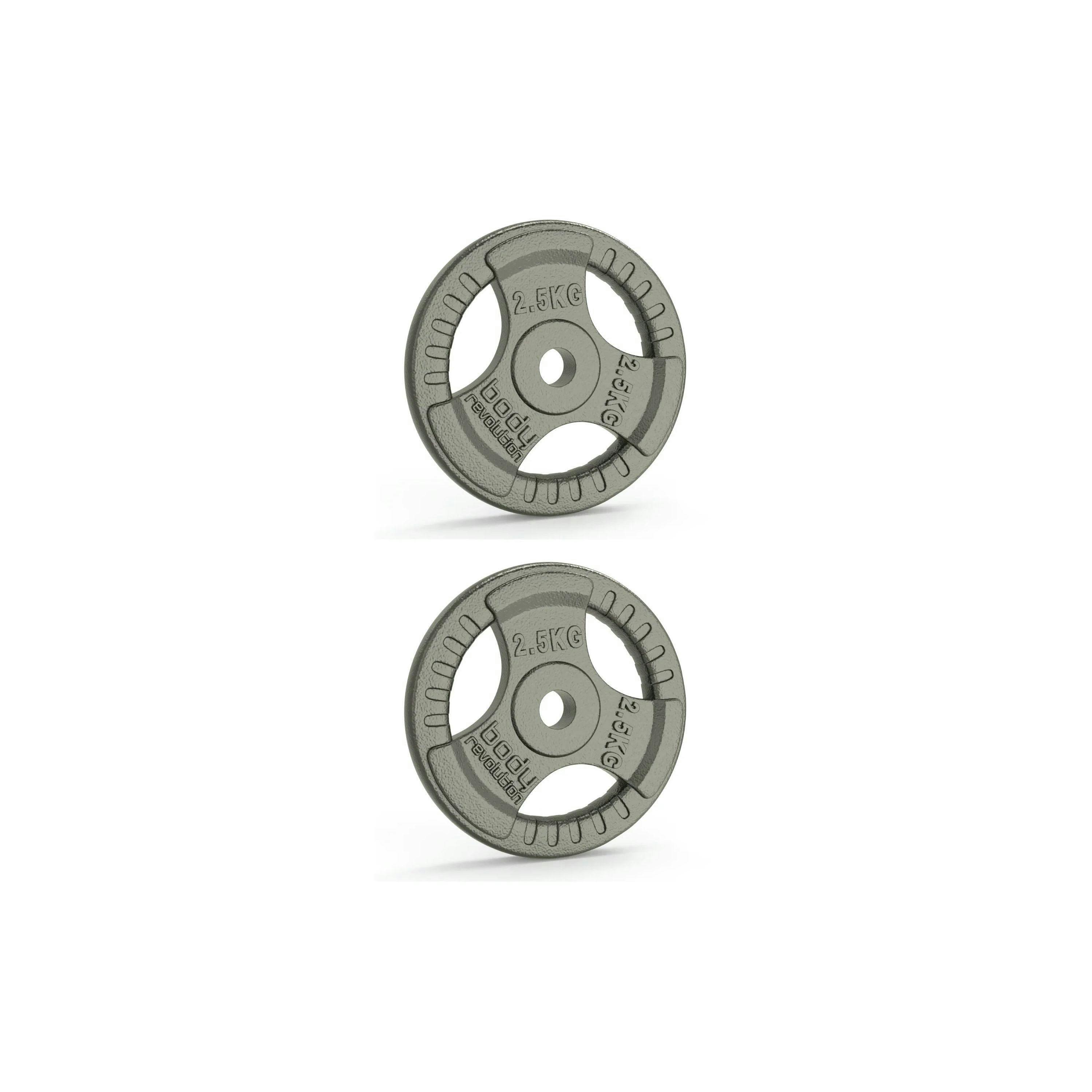 2x 2.5kg Cast Iron Weight Plates - 1" Standard Tri Grip , view 1 of 4
