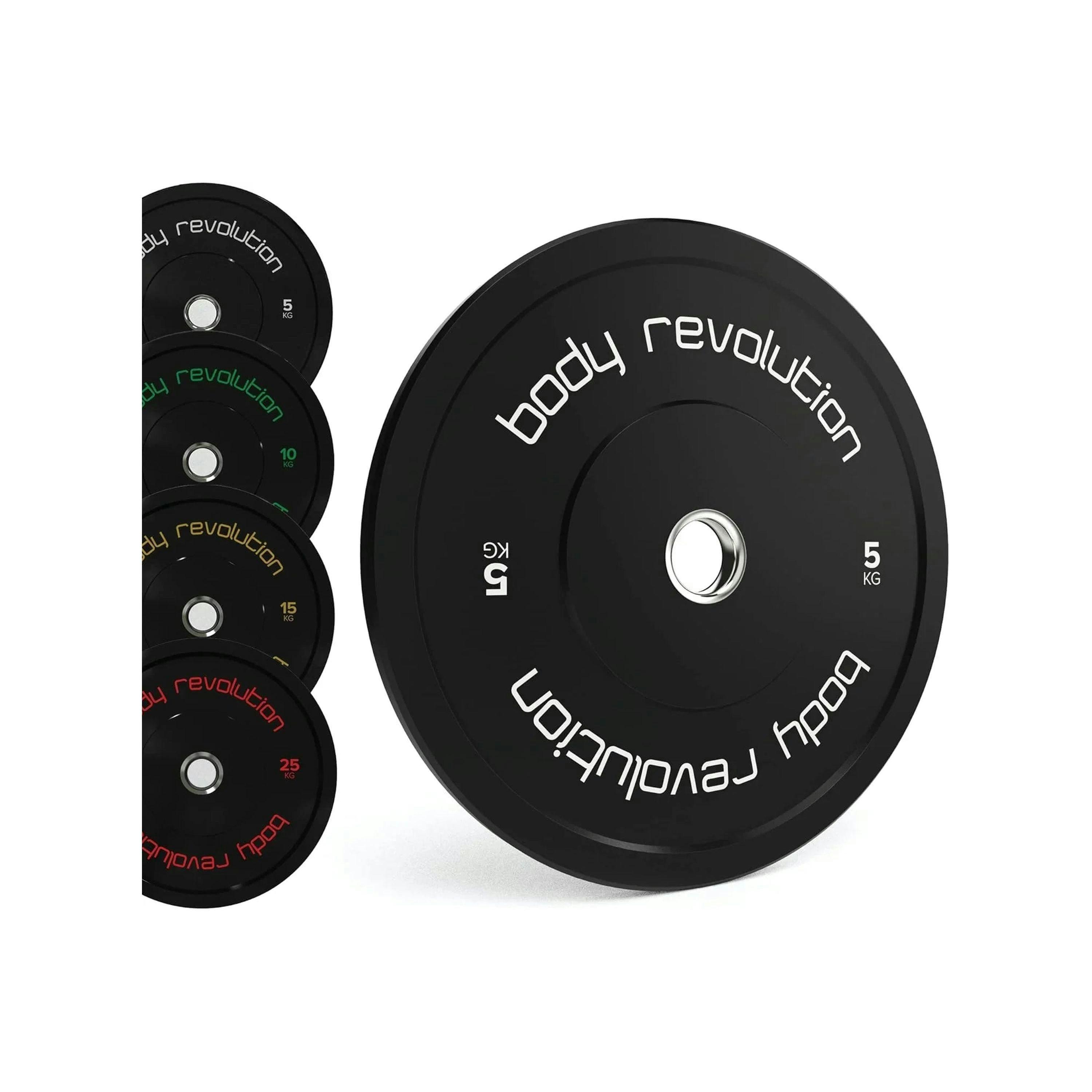 Body Revolution 2 x 5Kg Black Olympic Bumper Plates , view 1 of 4