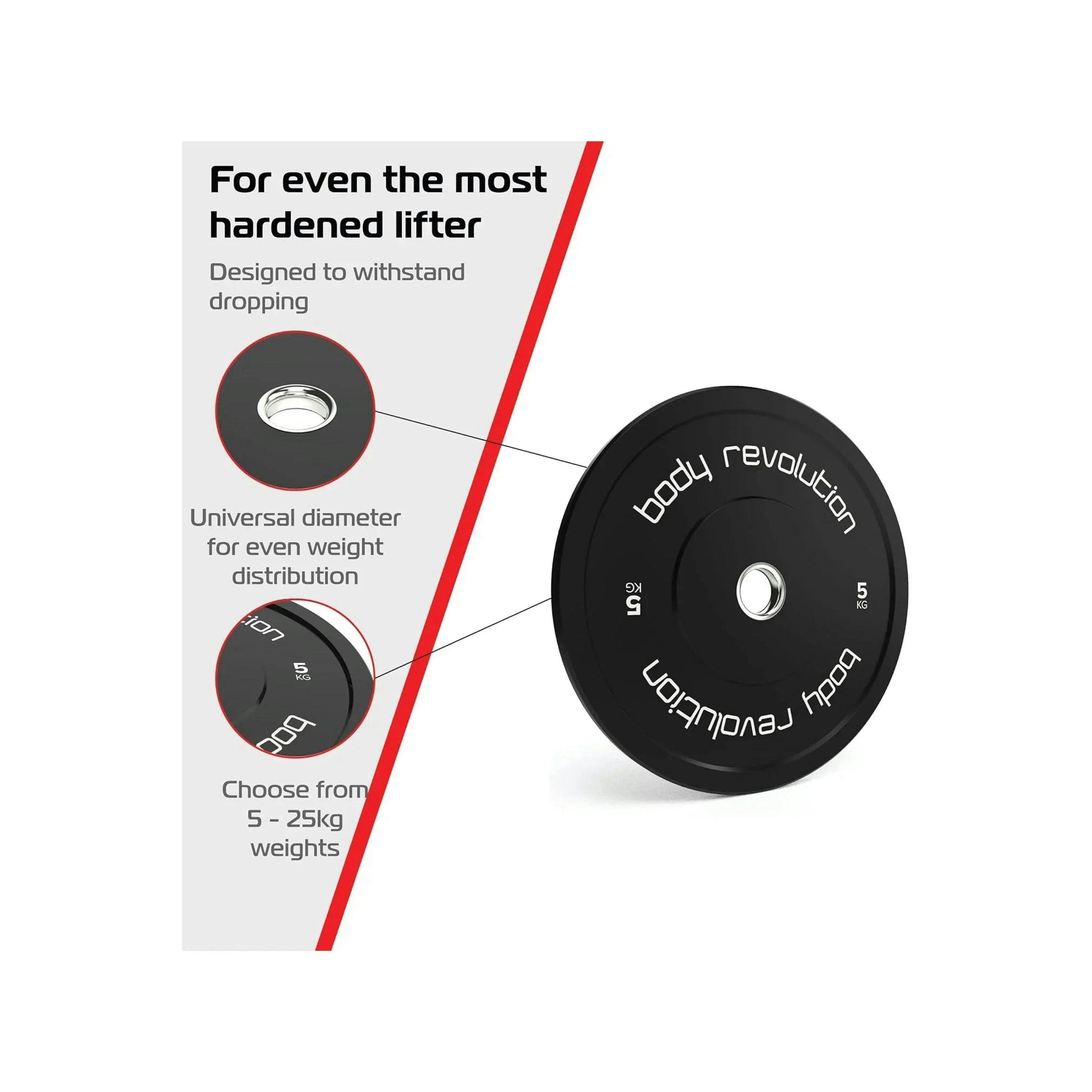 Body Revolution 2 x 5Kg Black Olympic Bumper Plates , view 3 of 4