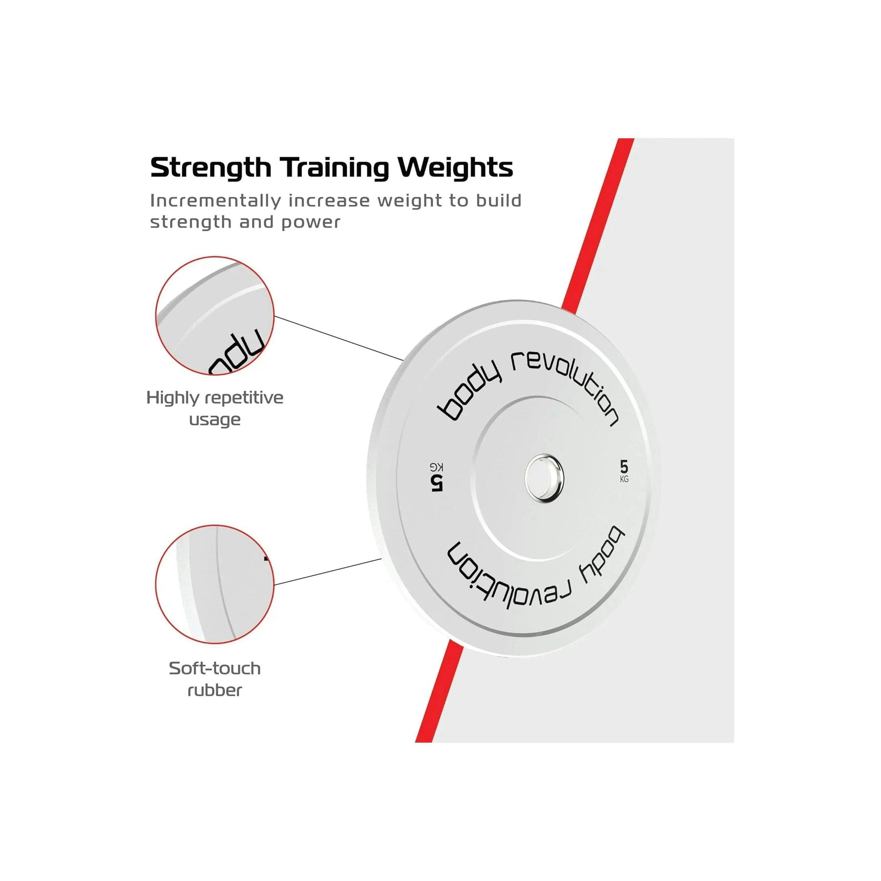 Body Revolution 2 x 5Kg White Olympic Bumper Plates , view 4 of 4