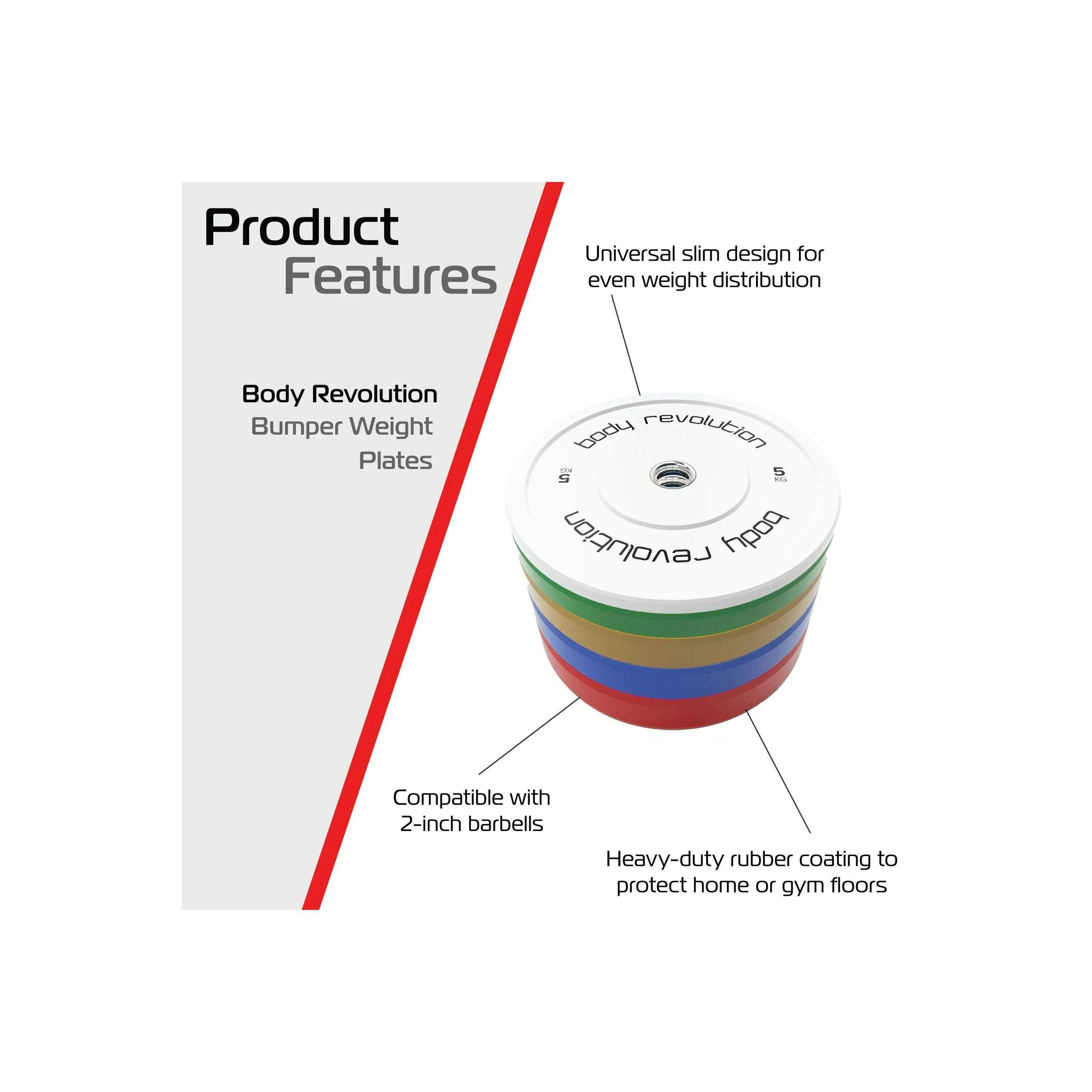 Body Revolution 80kg Bundle Olympic Coloured Bumper Plates , view 2 of 4