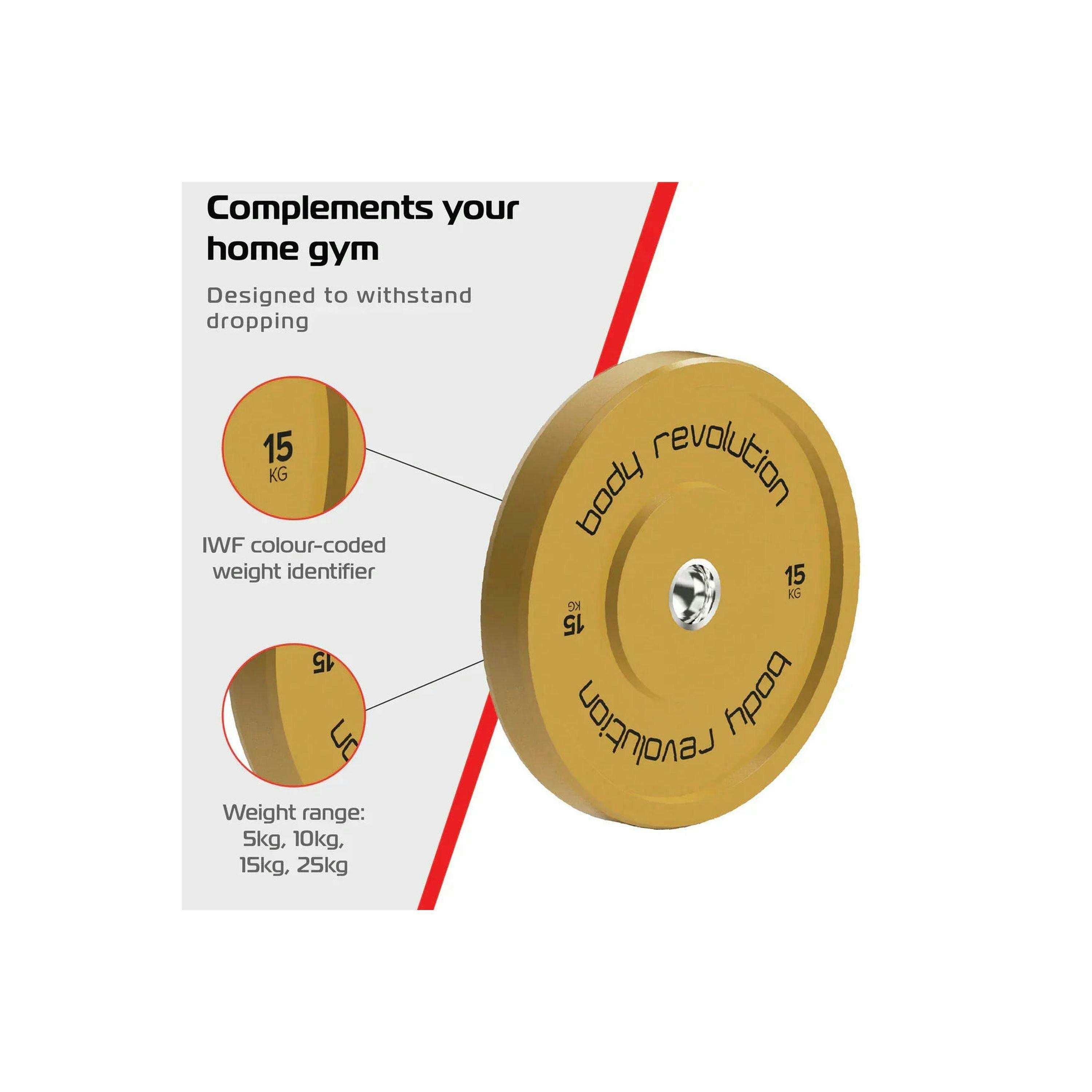 Body Revolution 100kg Bundle Olympic Coloured Bumper Plates , view 3 of 4