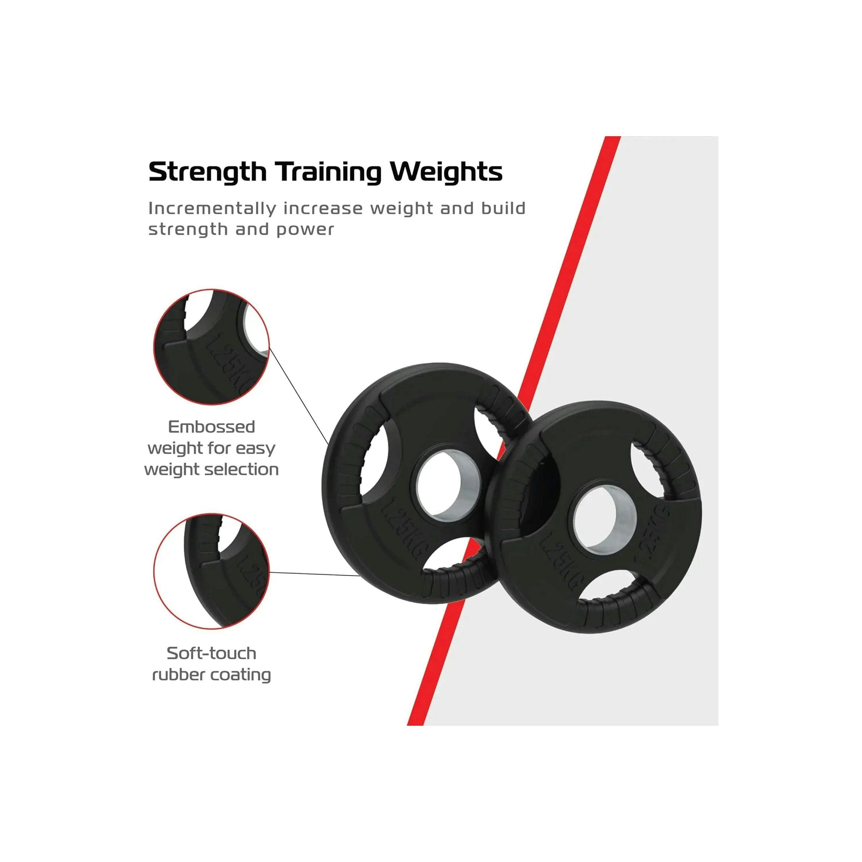 15kg Bundle Olympic Tri-Grip Rubber Weight Black Plates , view 3 of 4