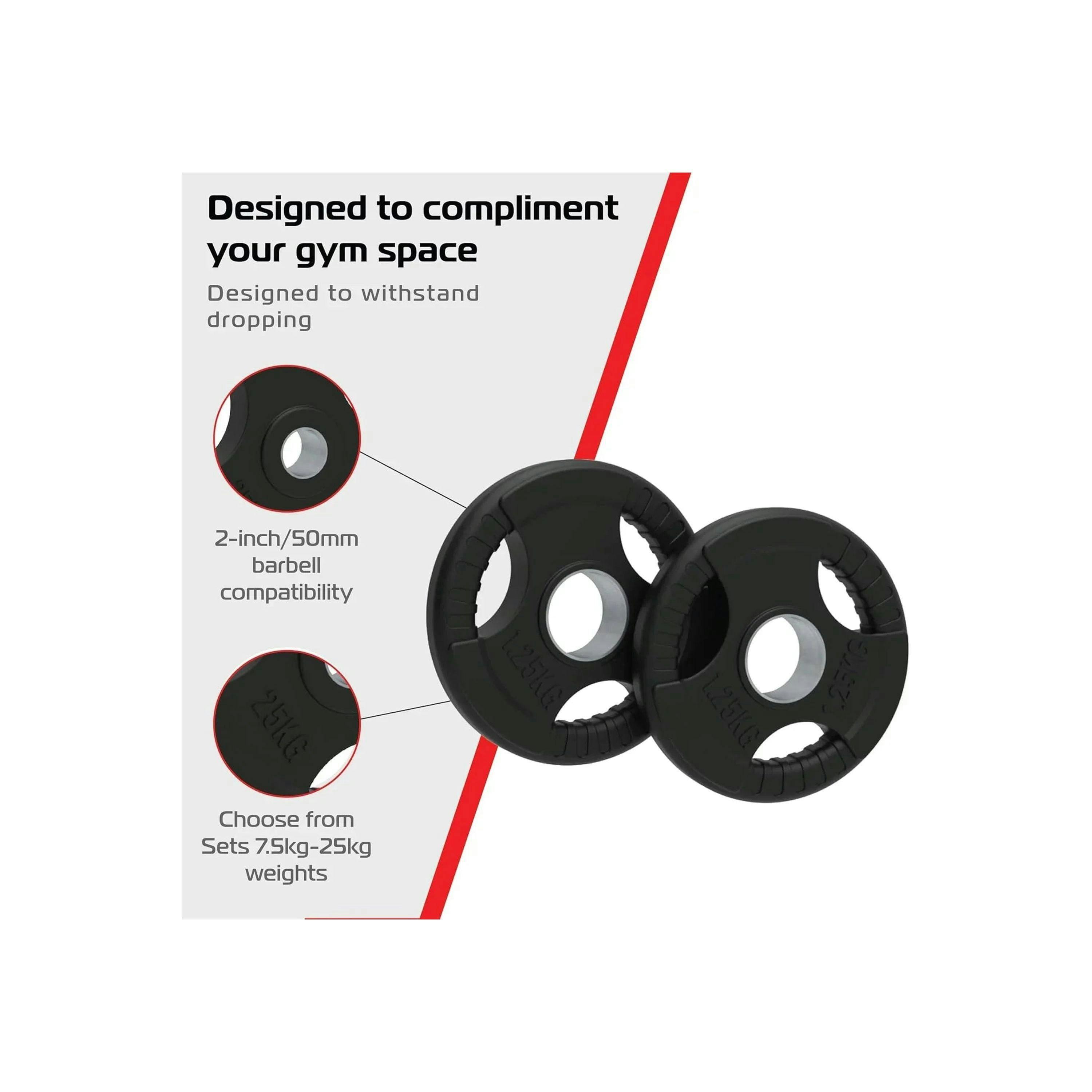 15kg Bundle Olympic Tri-Grip Rubber Weight Black Plates , view 4 of 4