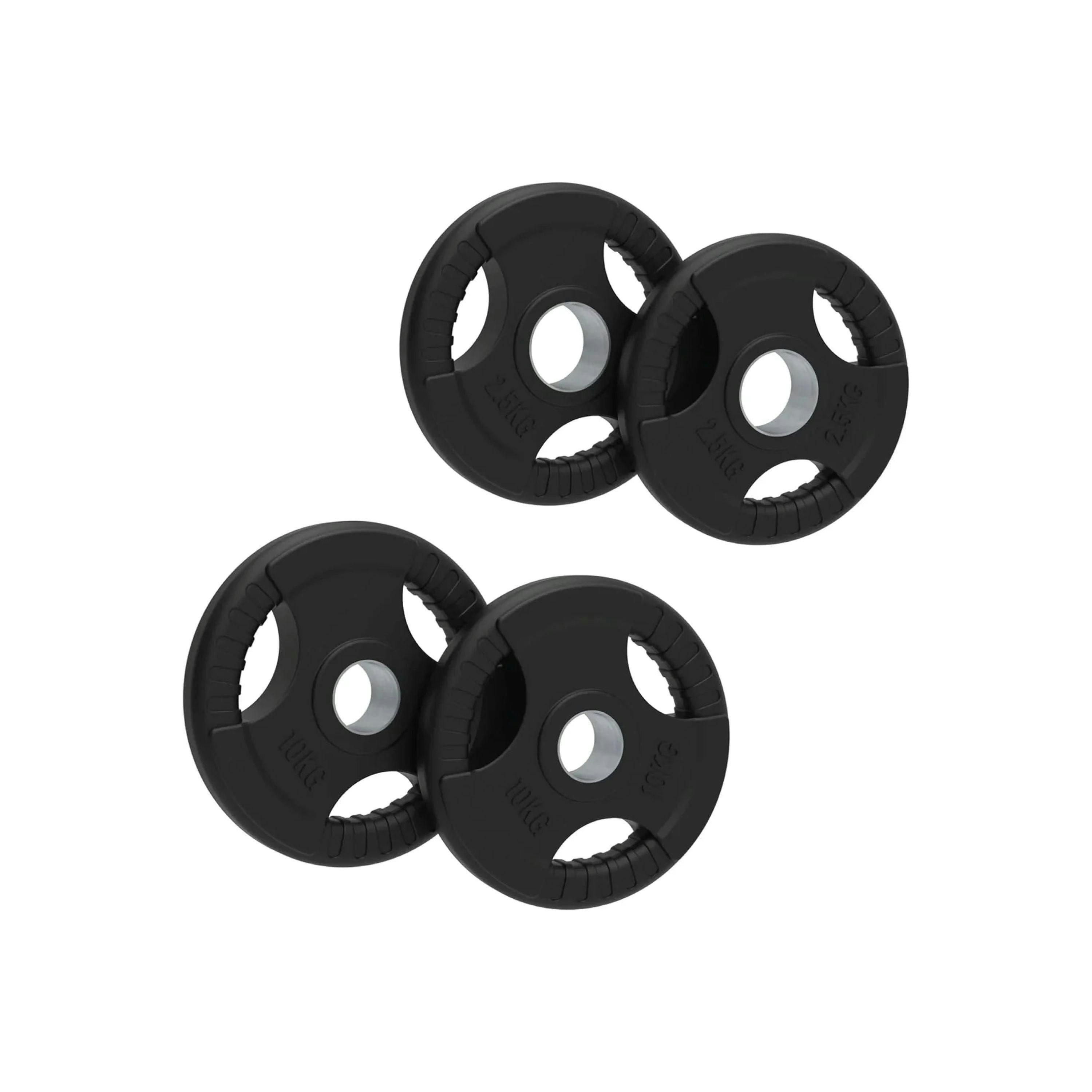 25kg Bundle Olympic Tri-Grip Rubber Weight Black Plates , view 1 of 4