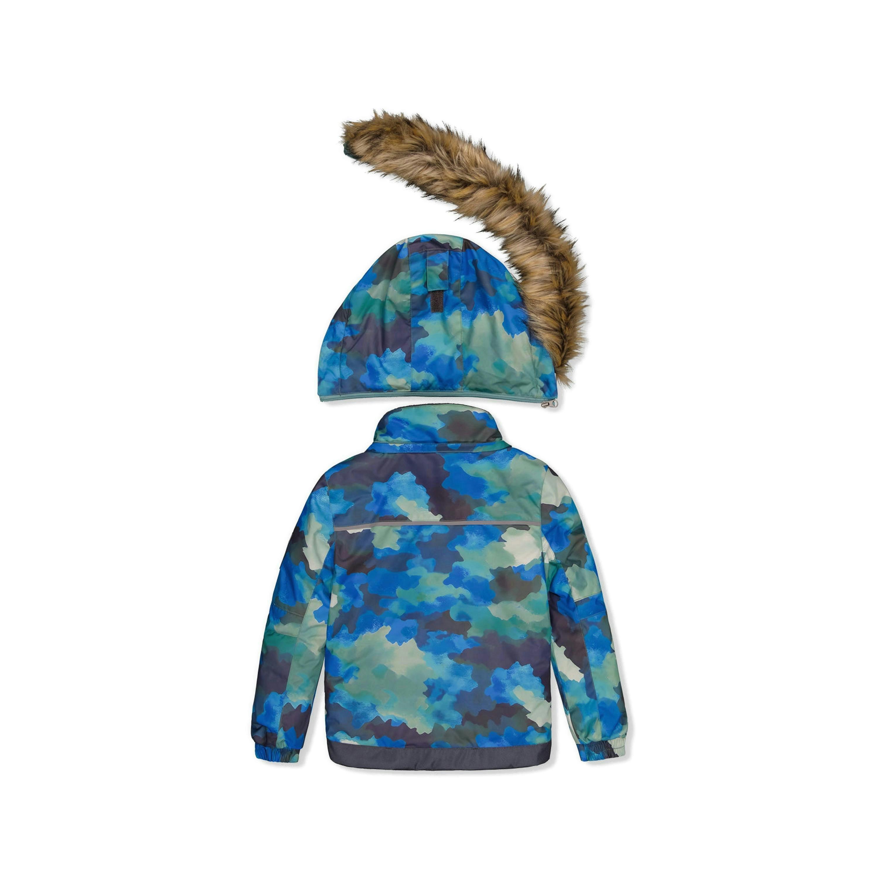 Two Piece Play Snowsuit Blue Camouflage Print With Green Pants , view 5 of 6