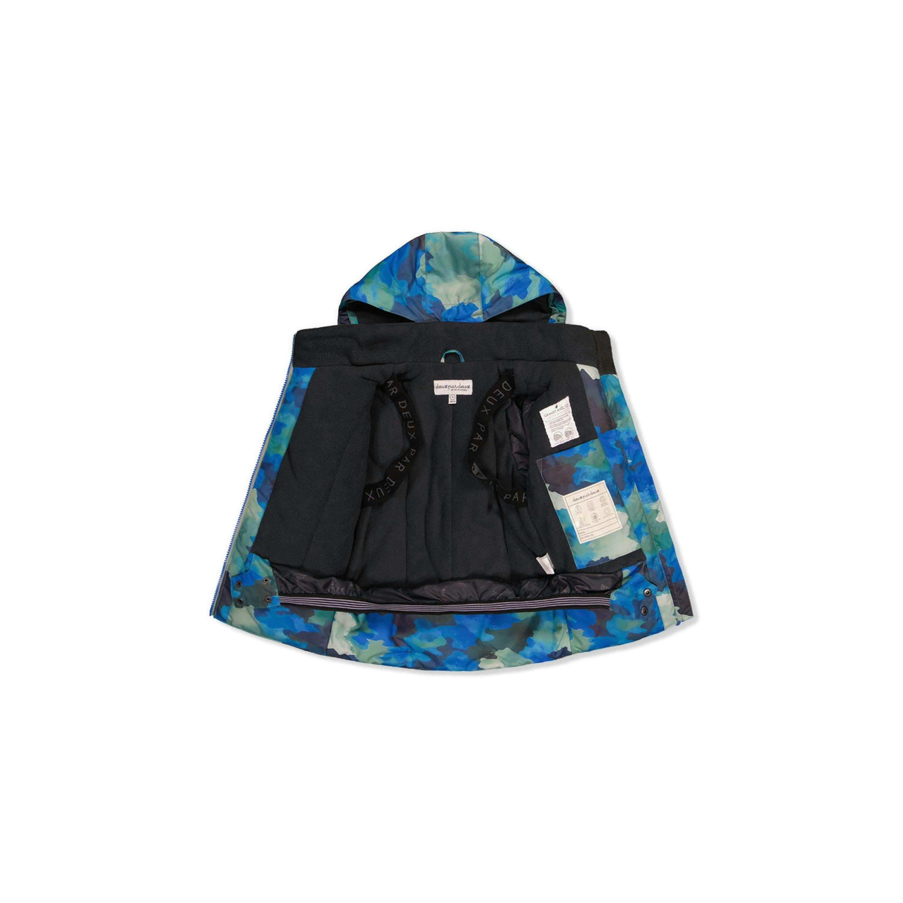 Two Piece Play Snowsuit Blue Camouflage Print With Green Pants , view 6 of 6