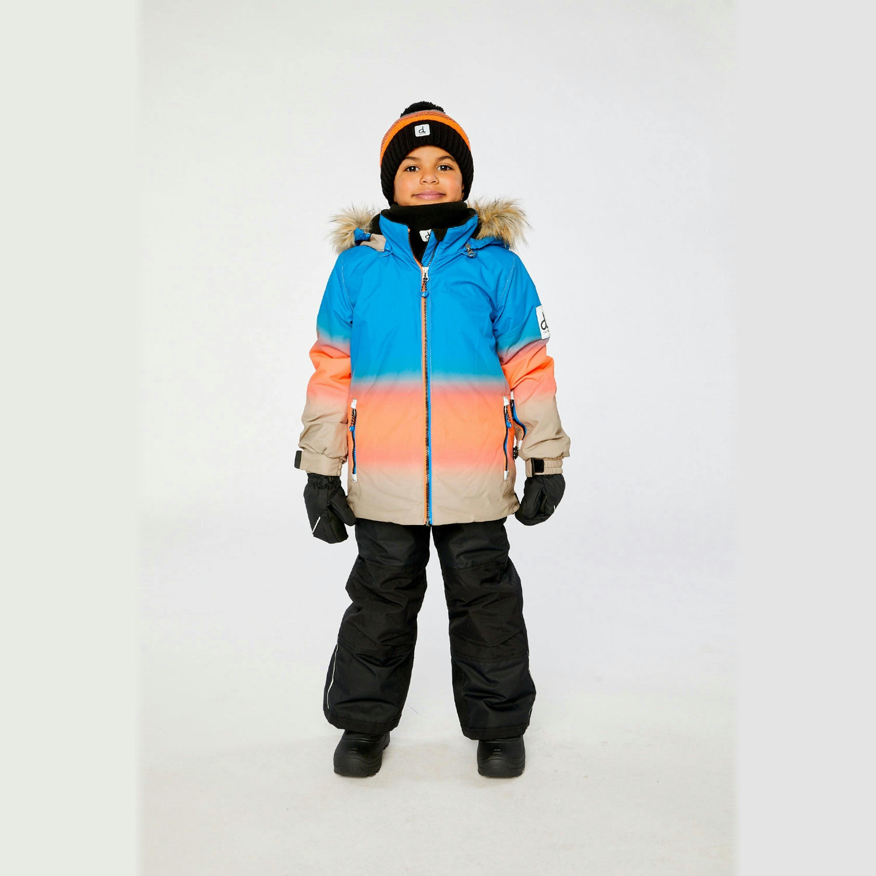 Two Piece Play Snowsuit Blue And Orange Gradient , view 2 of 6