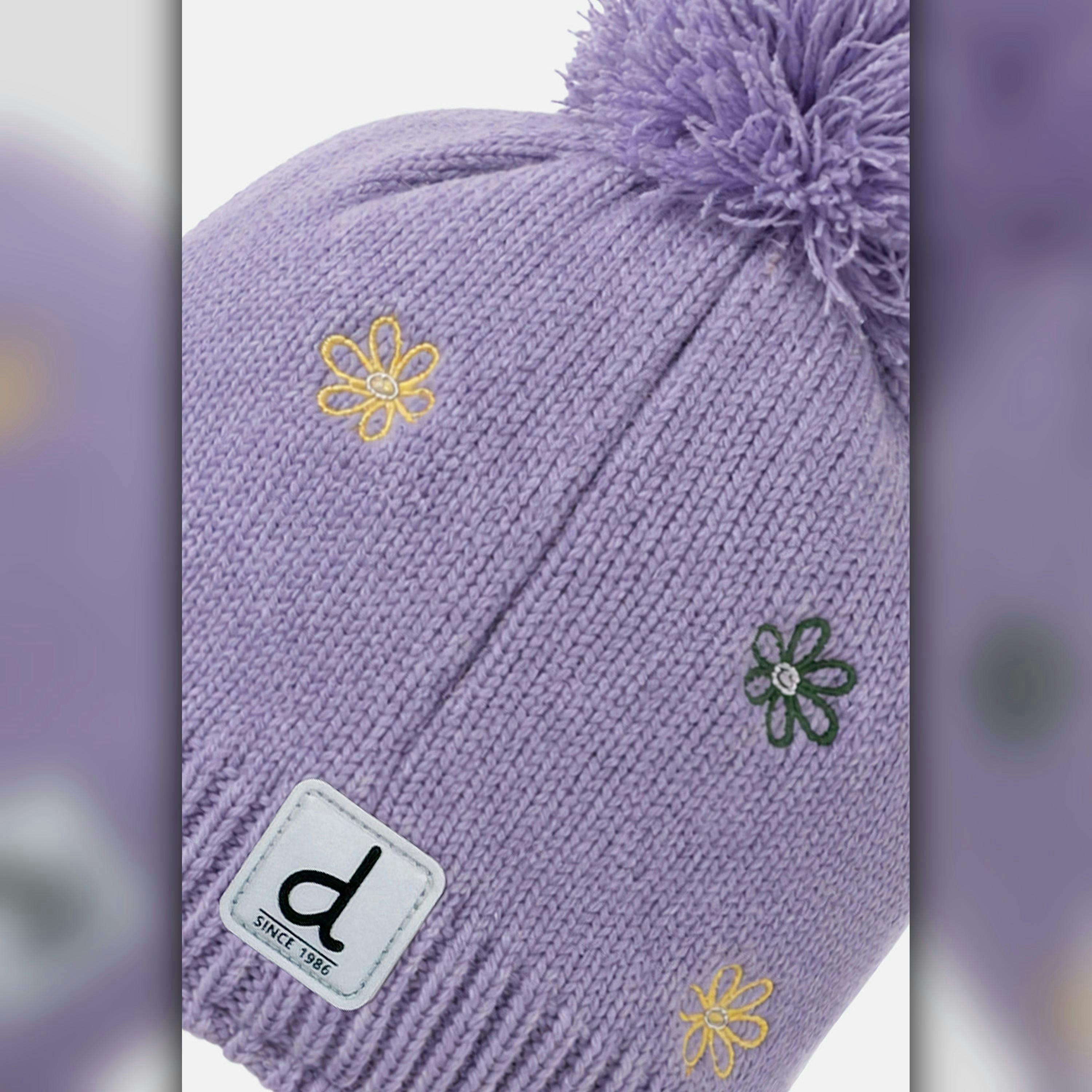 Winter Peruvian Knit Hat Violet with Pompom , view 3 of 3