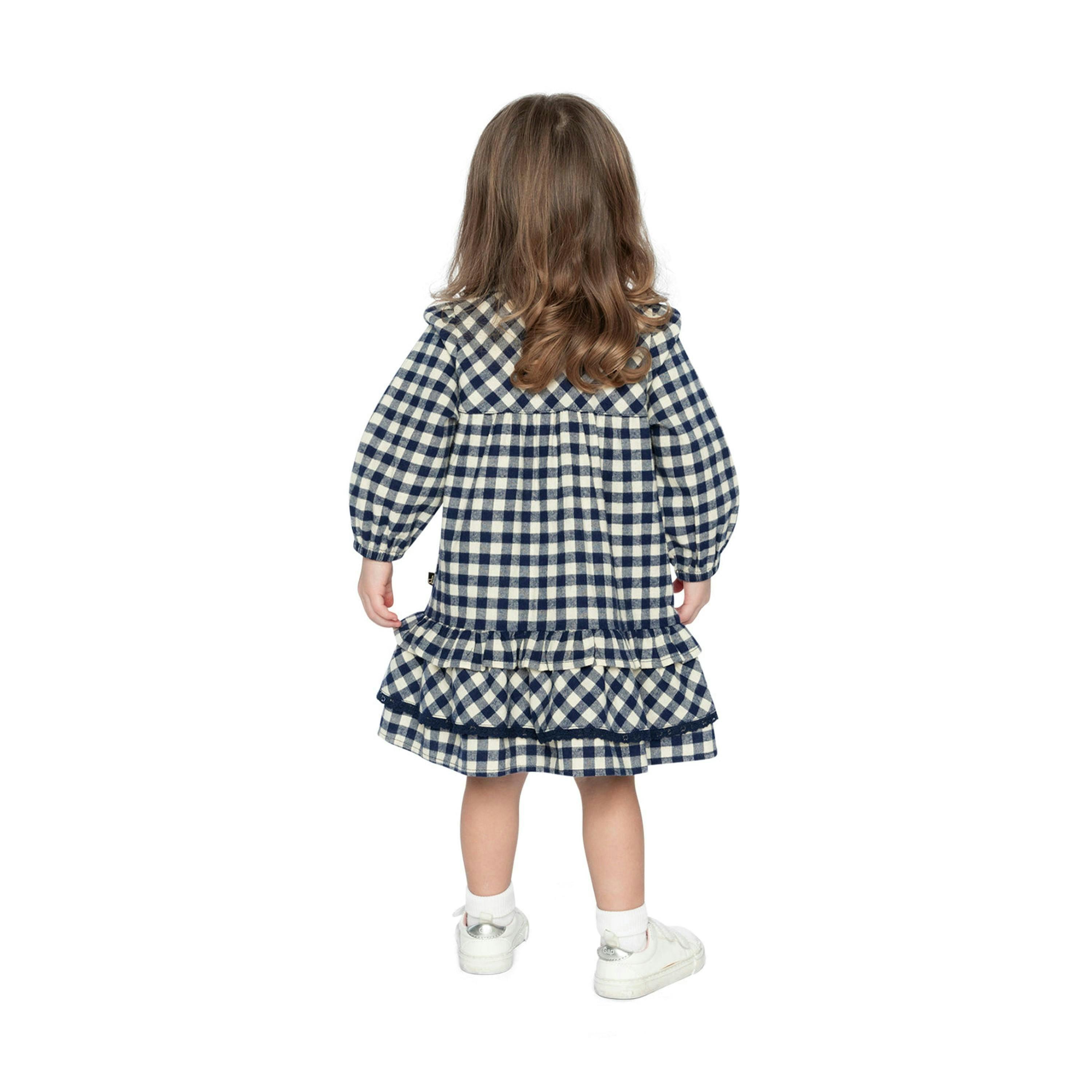 Shirt Dress With Frills Blue And White Gingham Print , view 5 of 5