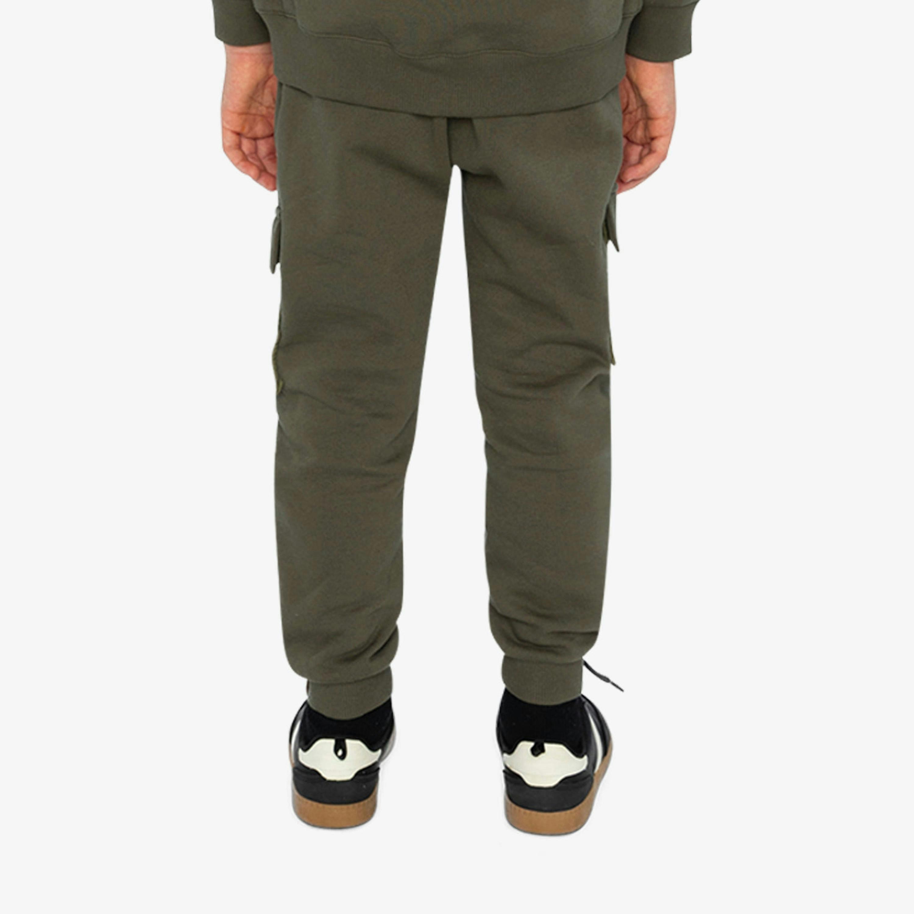 Fleece Bi-Material Sweatpants With Pockets Green , view 4 of 6