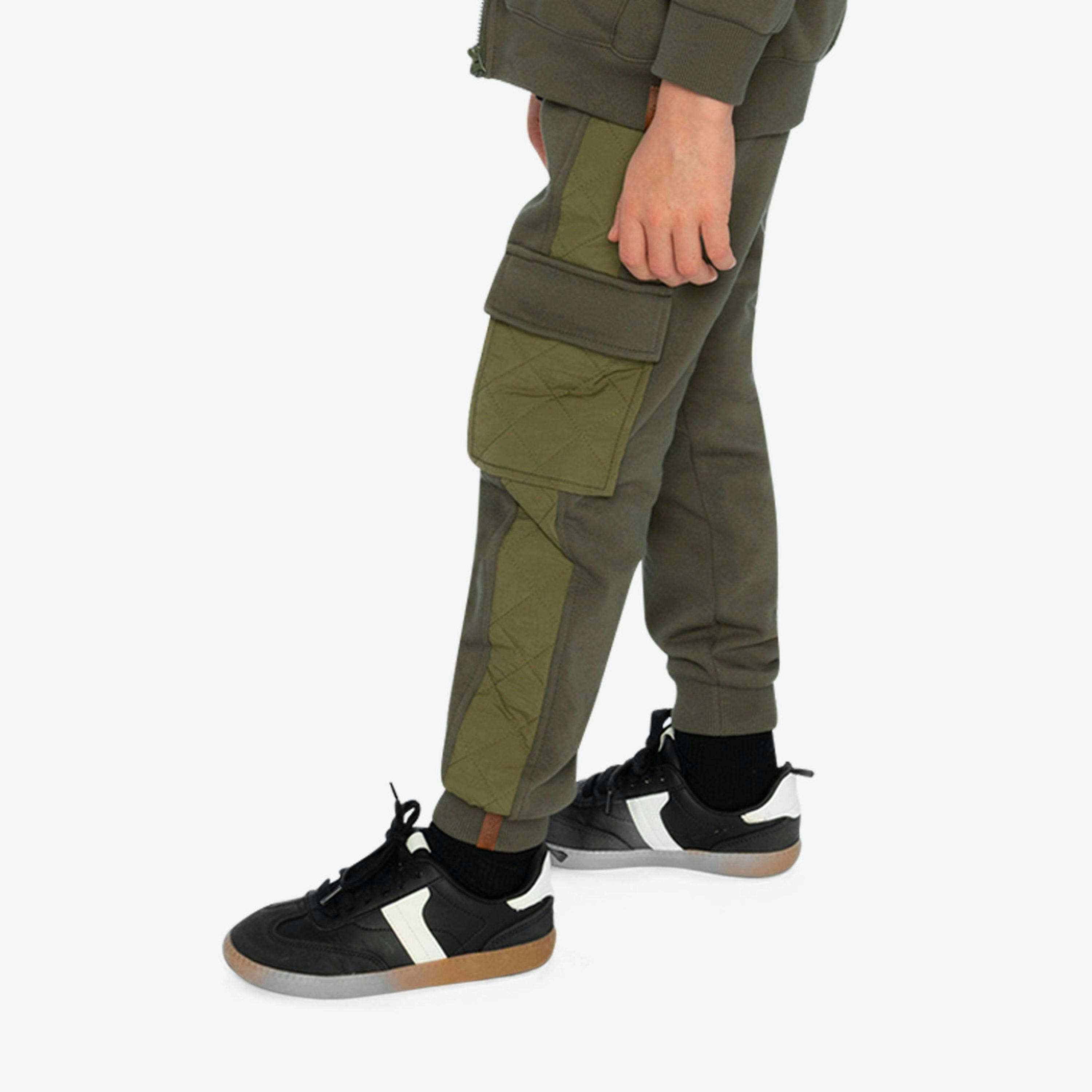 Fleece Bi-Material Sweatpants With Pockets Green , view 6 of 6