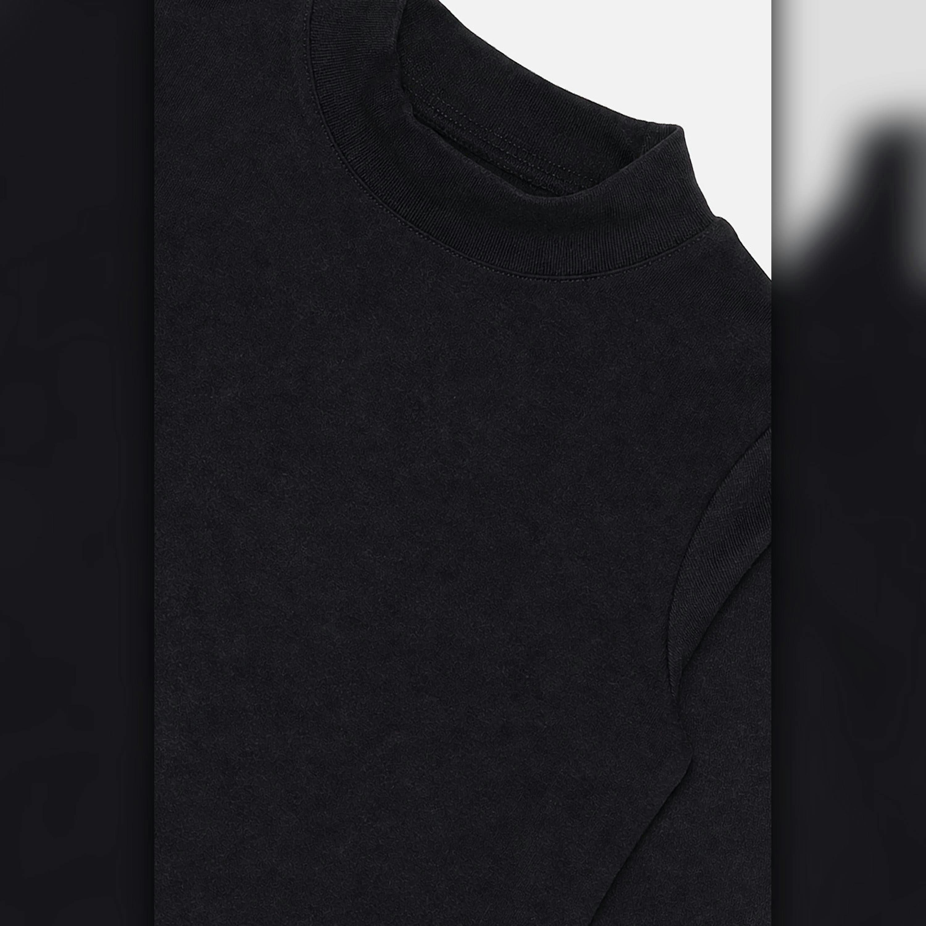 Brushed Rib Crew Neck Top Black , view 4 of 5