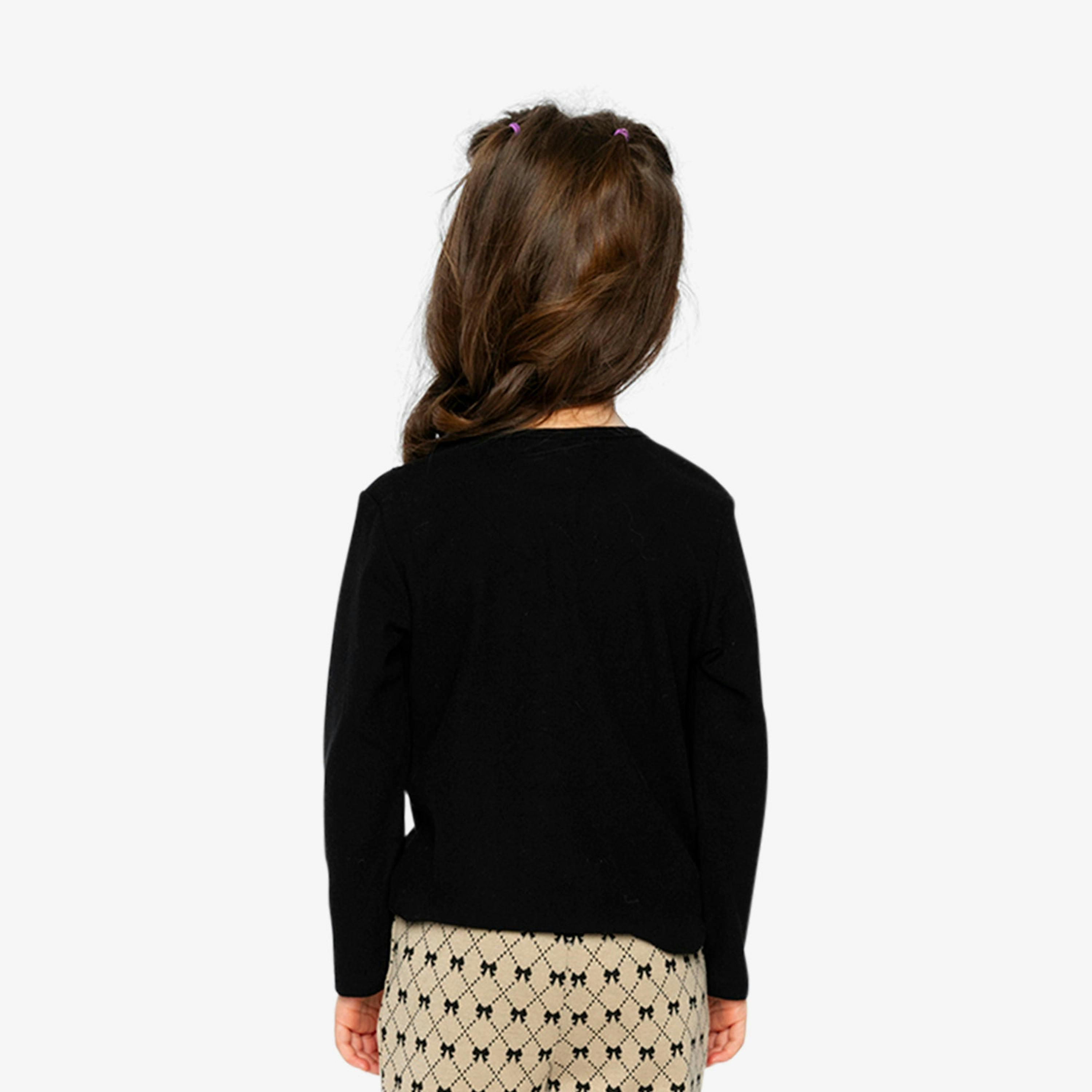 Brushed Rib Crew Neck Top Black , view 5 of 5