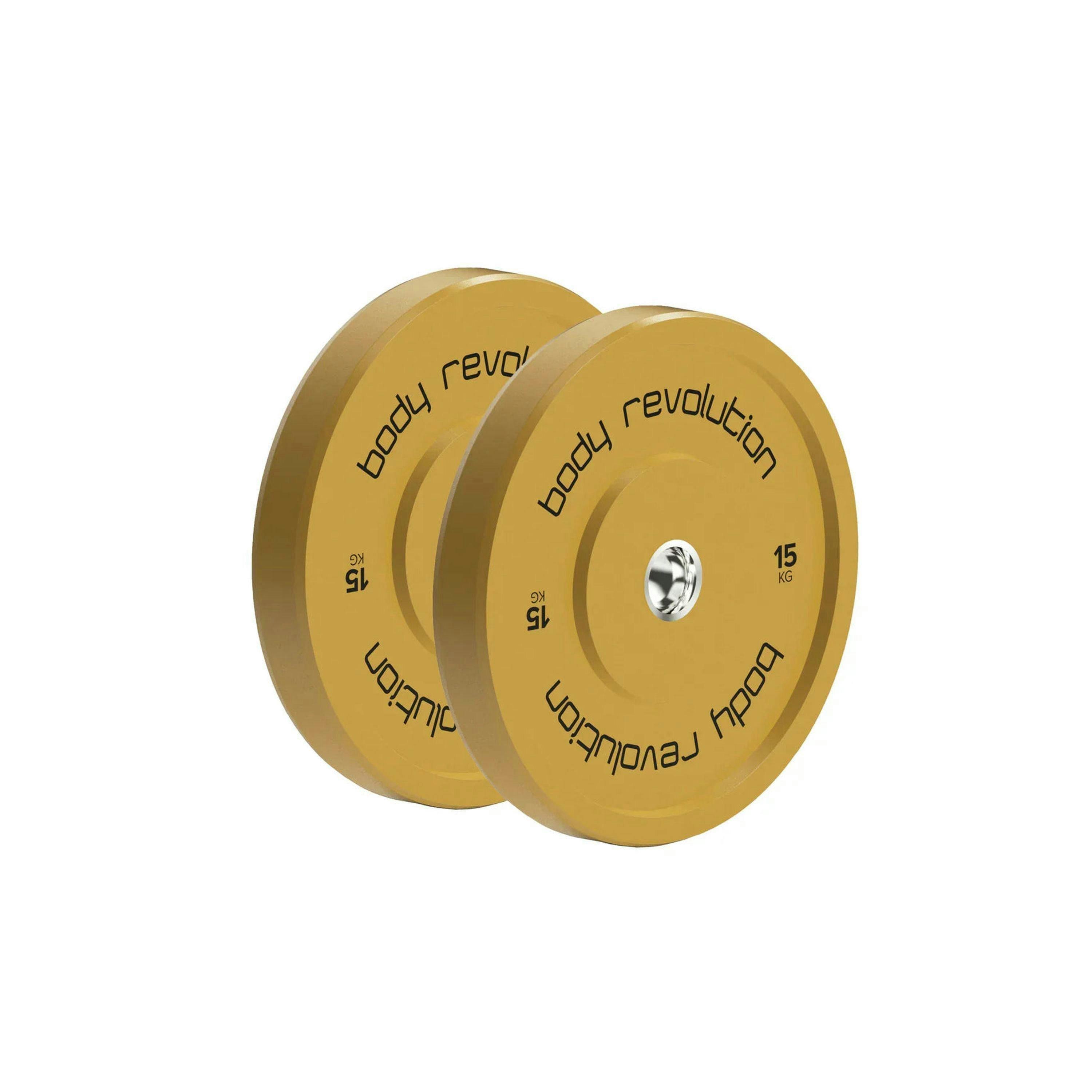Body Revolution 2 x 15Kg Yellow Olympic Bumper Plates , view 1 of 4