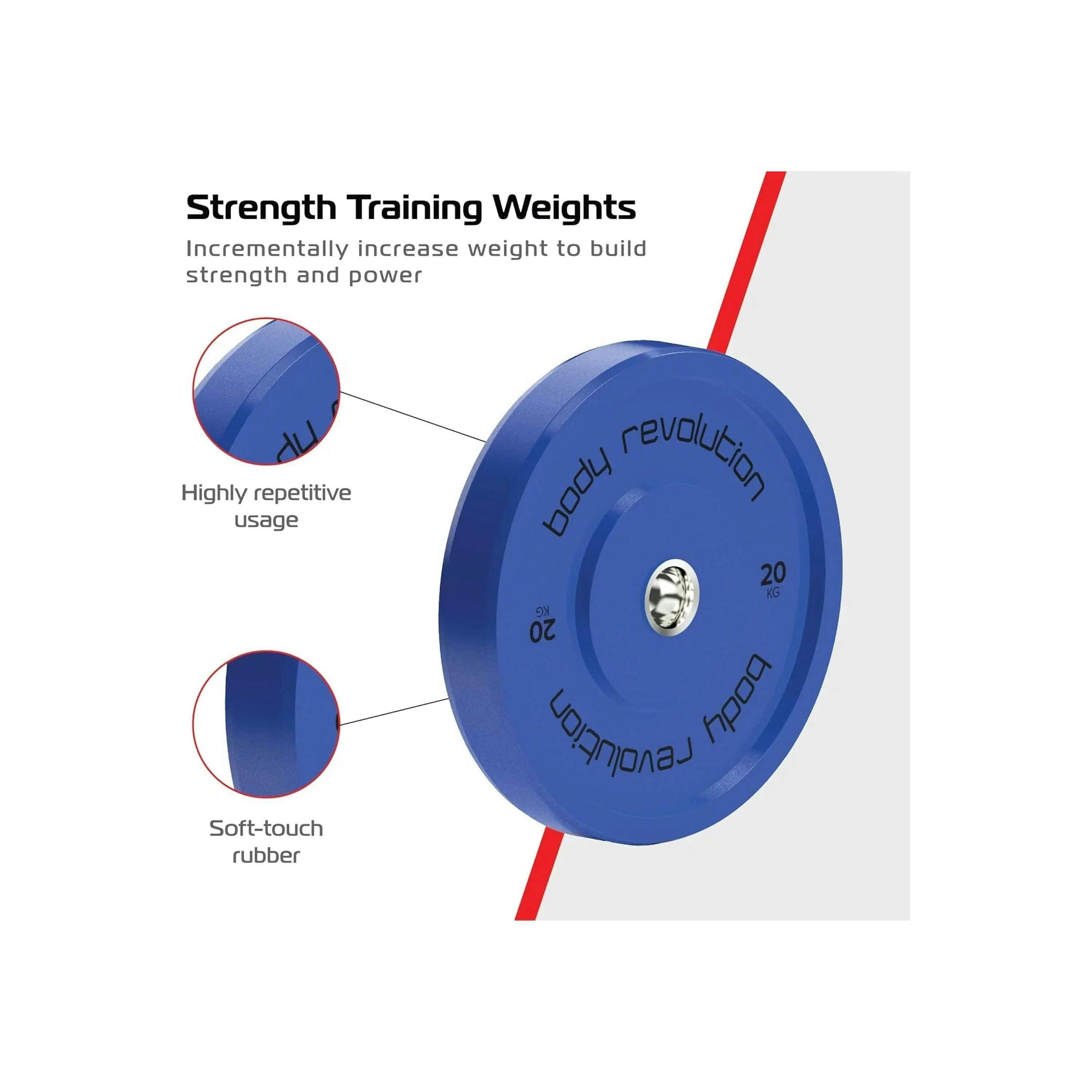 Body Revolution 2 x 20Kg Blue Olympic Bumper Plates , view 4 of 4