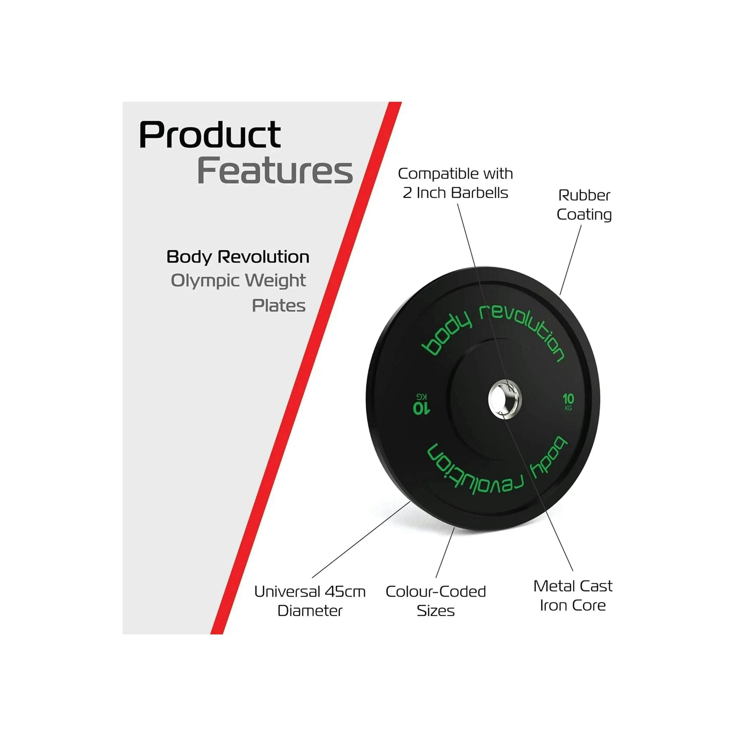 Body Revolution 2 x 10kg Black Olympic Bumper Plates , view 2 of 4