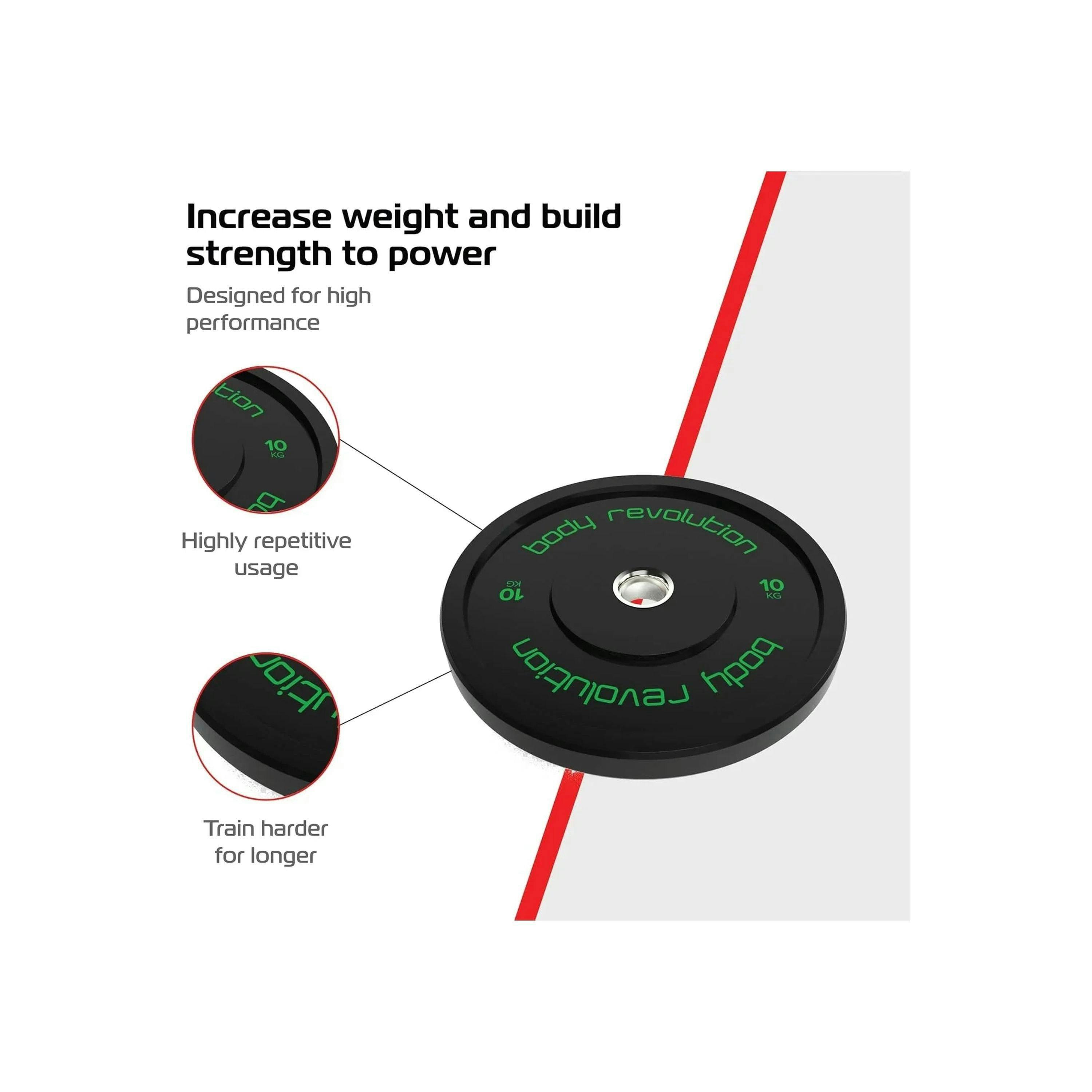 Body Revolution 2 x 10kg Black Olympic Bumper Plates , view 3 of 4