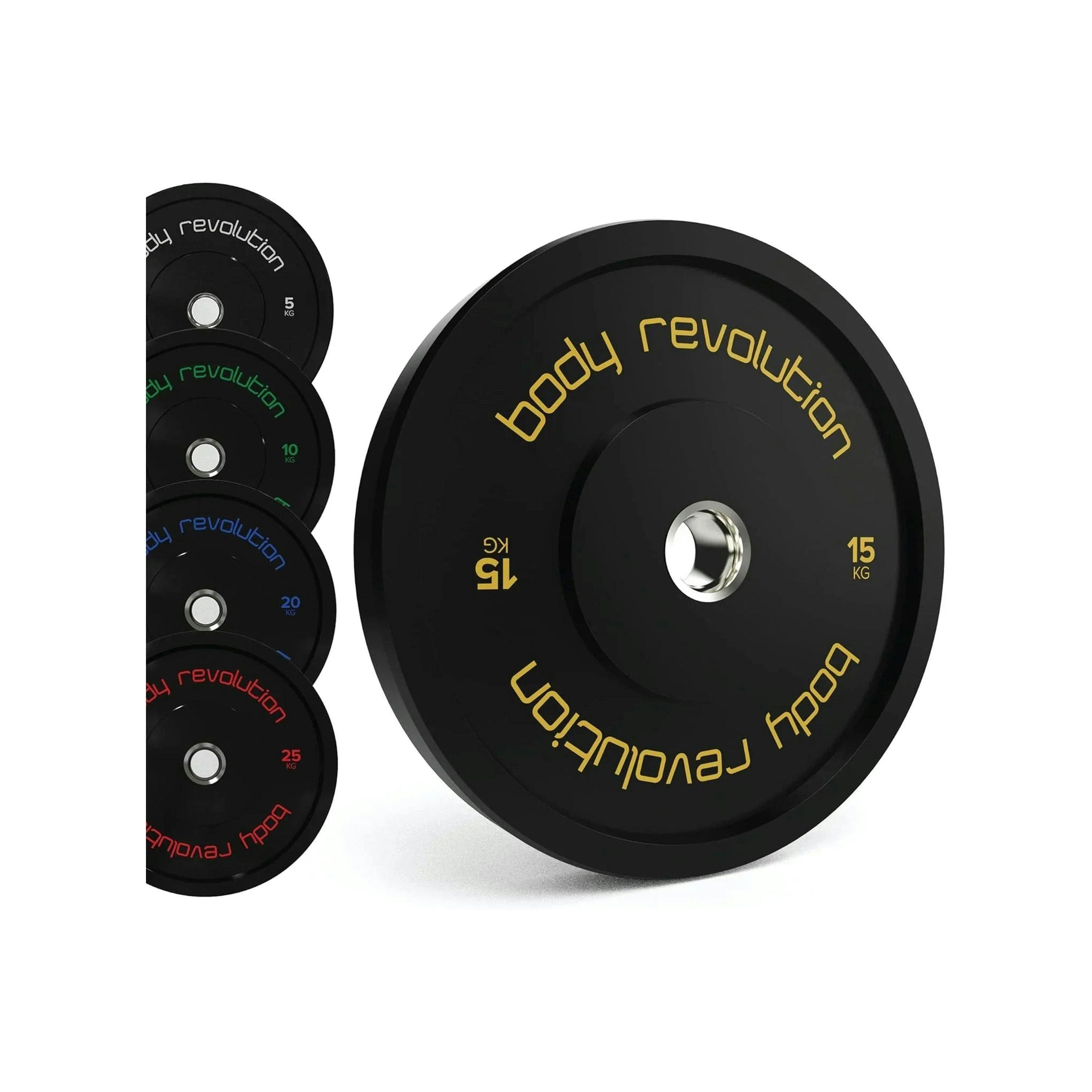 Body Revolution 2 x 15kg Black Olympic Bumper Plates , view 1 of 4