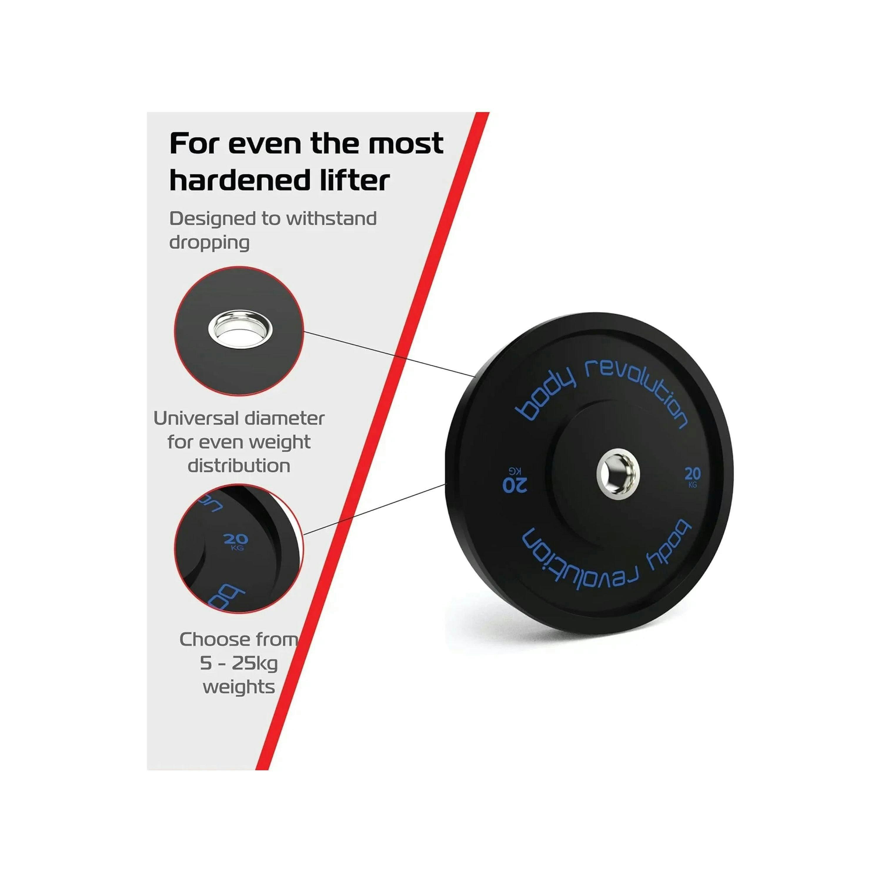 Body Revolution 2 x 20kg Black Olympic Bumper Plates , view 4 of 4