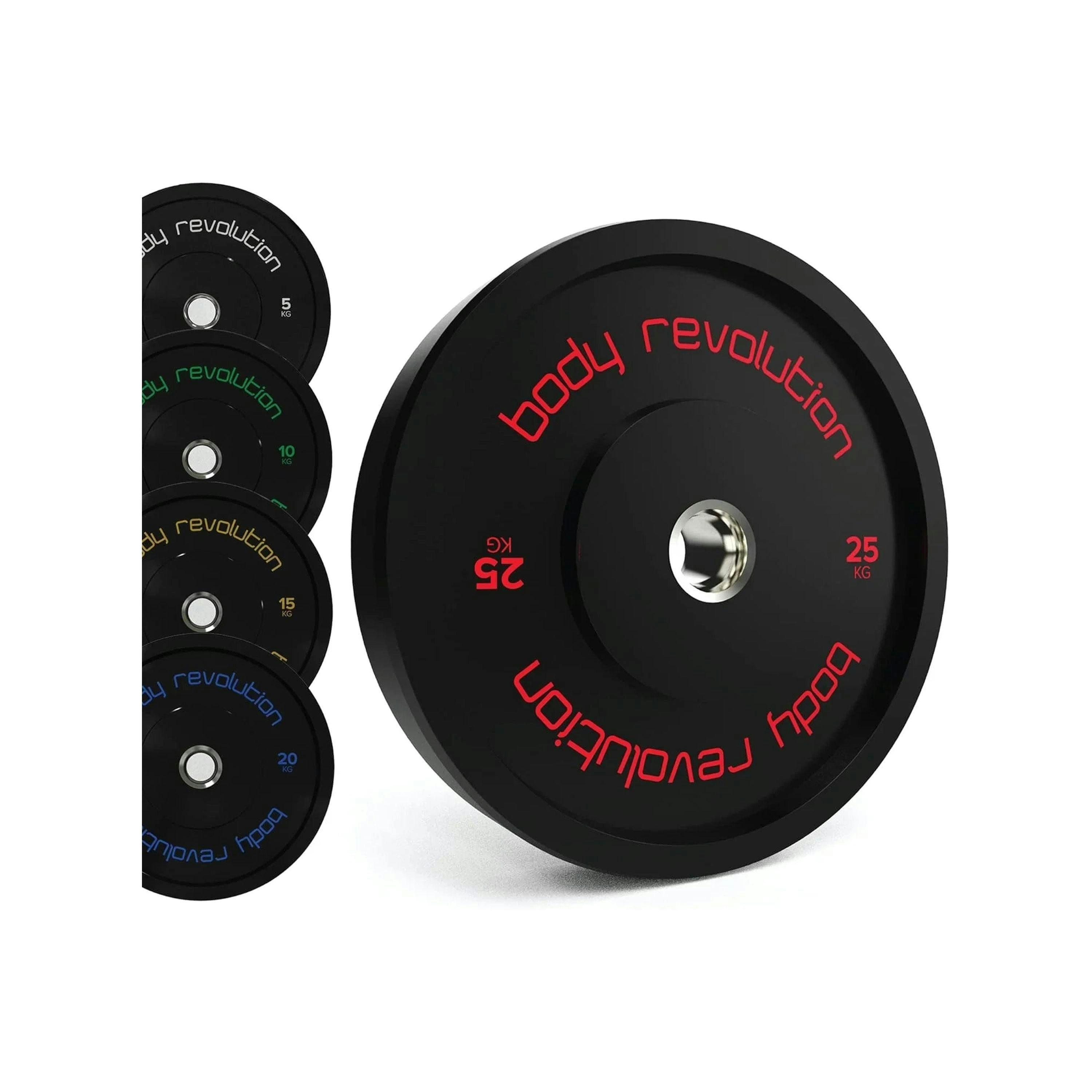Body Revolution 2 x 25kg Black Olympic Bumper Plates , view 1 of 4