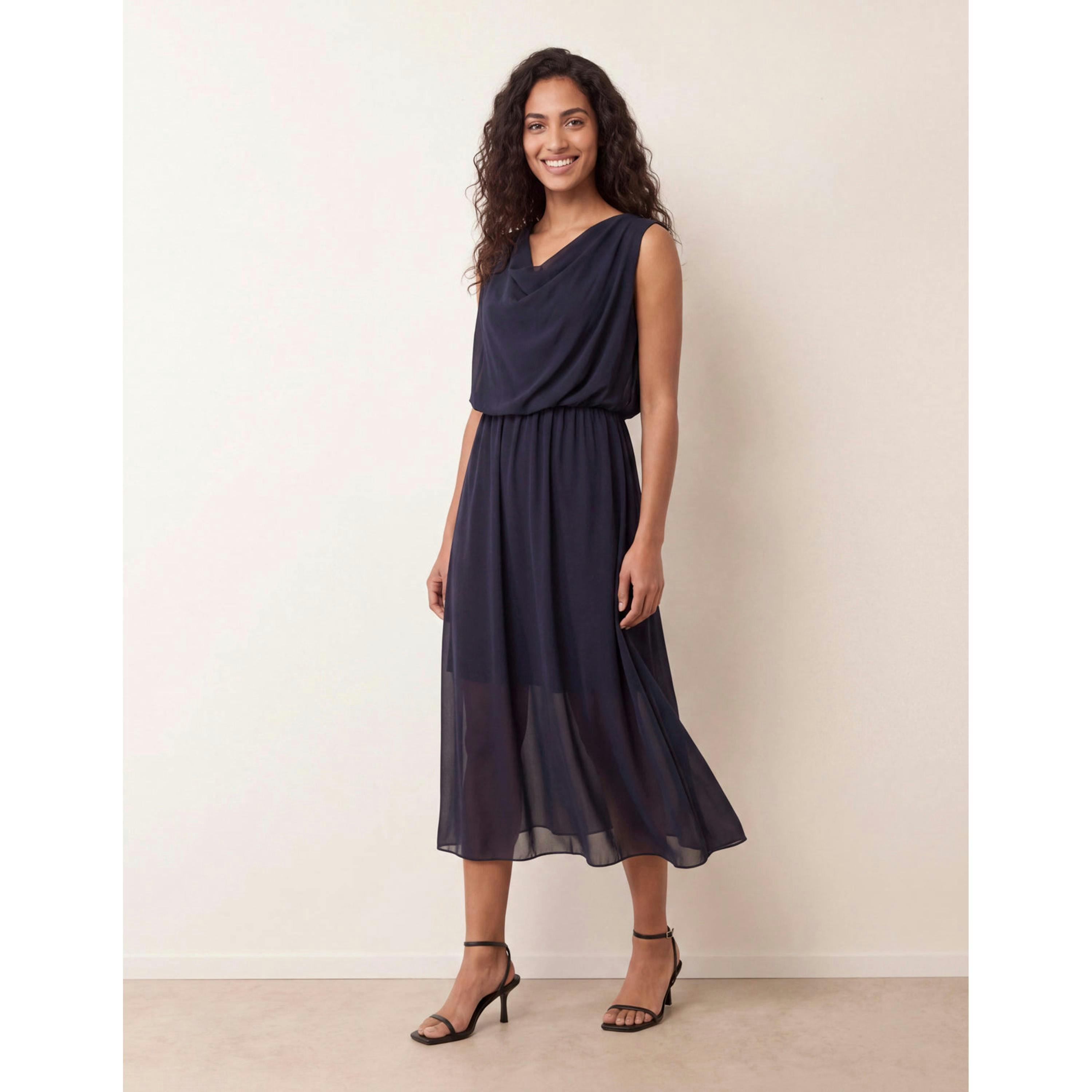 Blue Vanilla Plain Sleeveless Cowl Neck Dress  in Navy , view 1 of 3