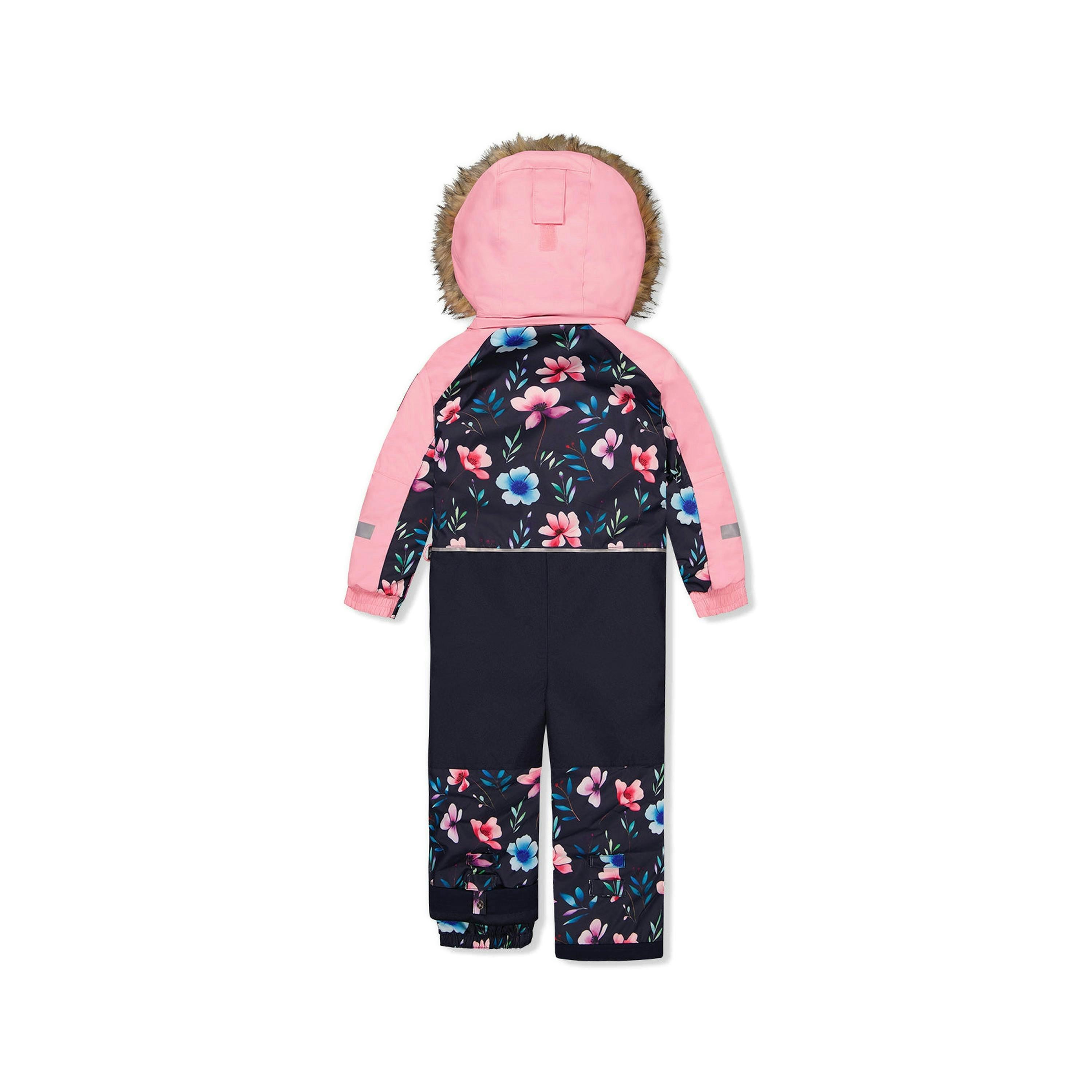 Kids One Piece Play Snowsuit Blue Floral Print , view 3 of 6