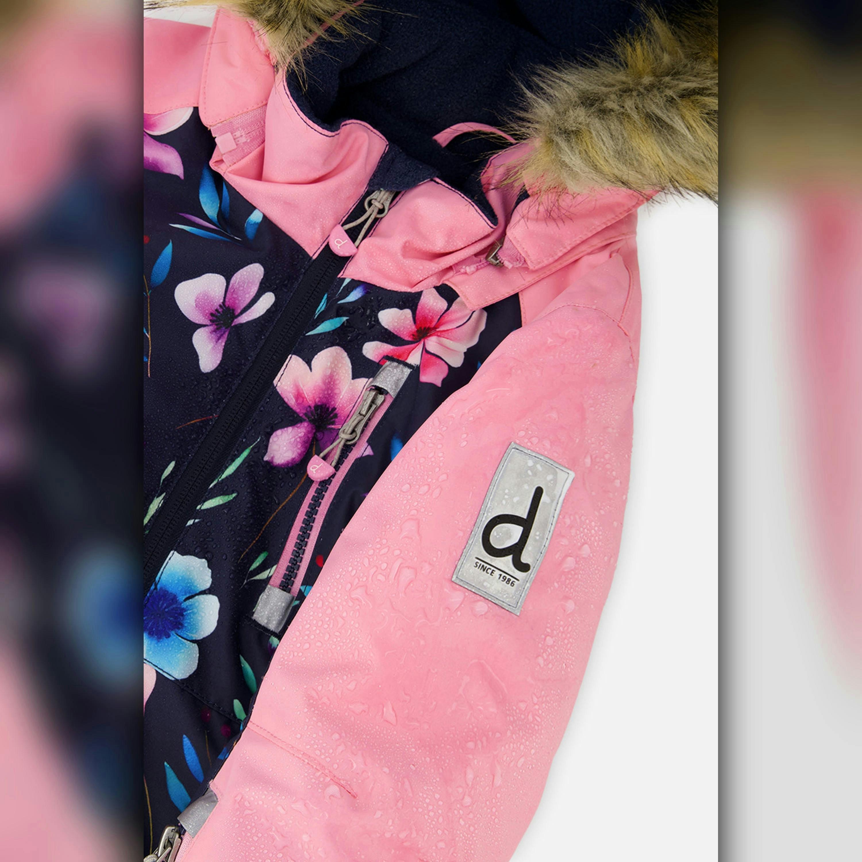 Kids One Piece Play Snowsuit Blue Floral Print , view 5 of 6