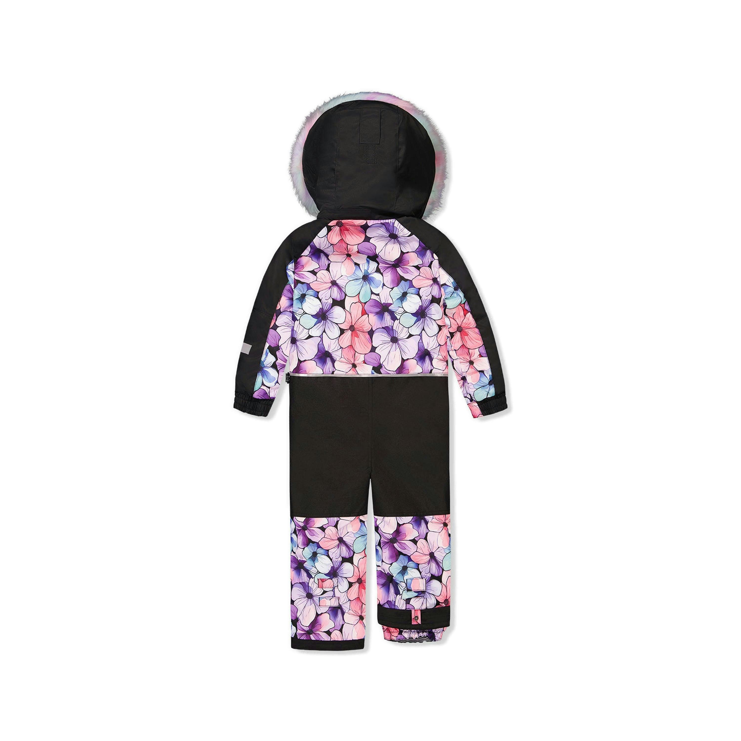 Kids One Piece Play Snowsuit Purple Floral Print , view 6 of 6