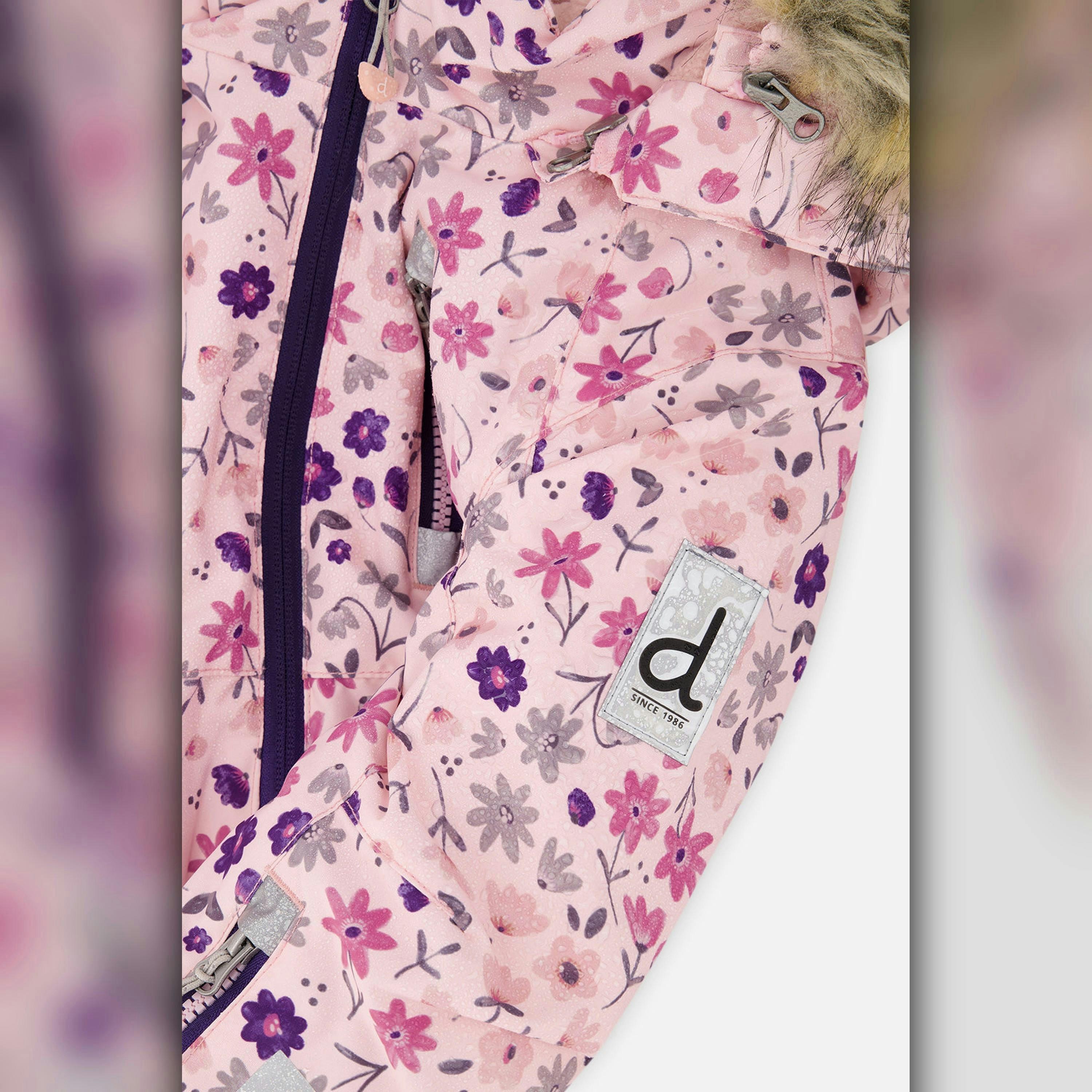 Kids One Piece Play Snowsuit Pink Mini Flower Print , view 5 of 6